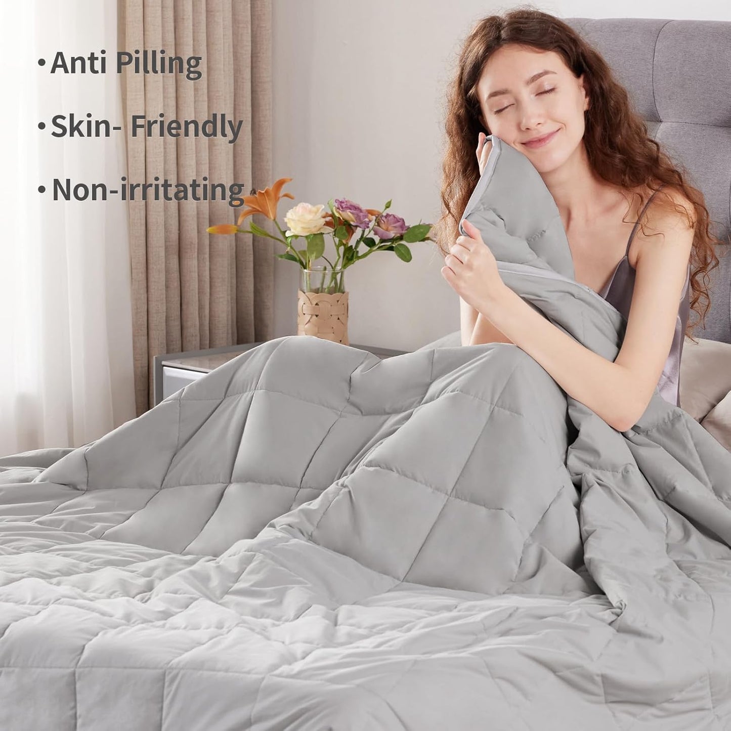 Weighted Blanket Queen/King Size (80"x87" 15lbs),Ultra Soft and Cozy Cooling Weighted Blanket for Adult,Heavy Blanket with Machine Washable Soft Blanket, Stone Grey