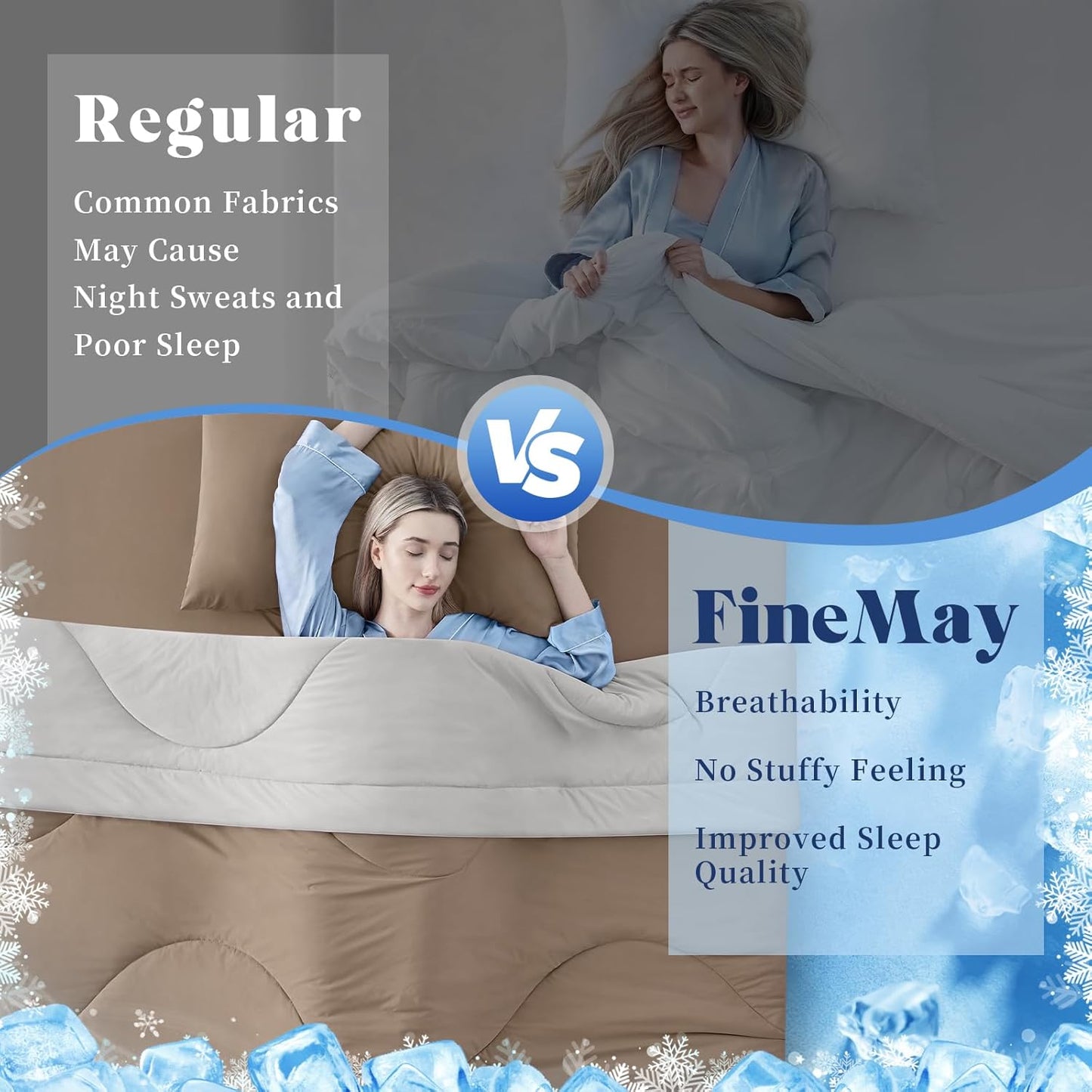 Cooling Comforter King Size, Double-Sided Cooling Blanket for Hot Sleepers & Night Sweats, Arc-Chill Q-Max > 0.4 Breathable Ice Blanket, Lightweight Cold Comforter (108''x90'', Brown)