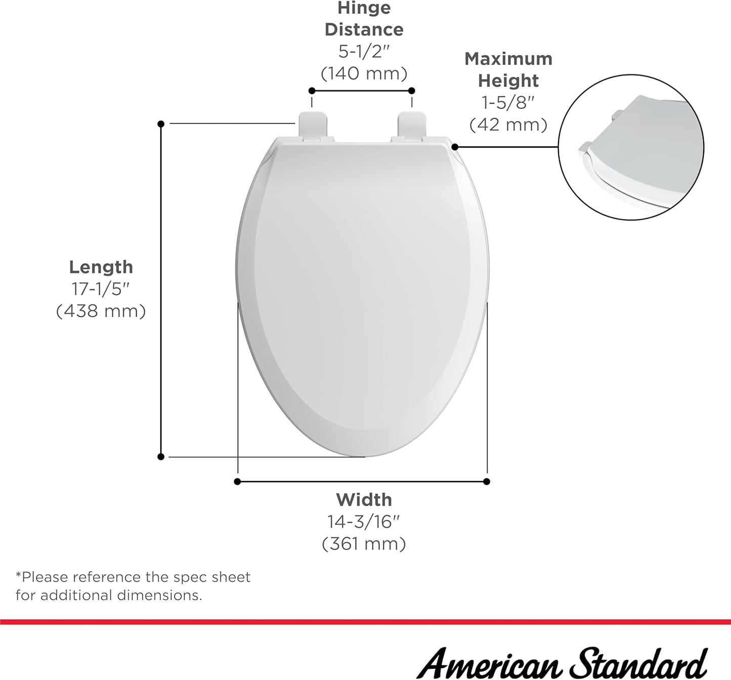 American Standard 5503A00B.020 Slow Elongated Closed Front Toilet Seat, White