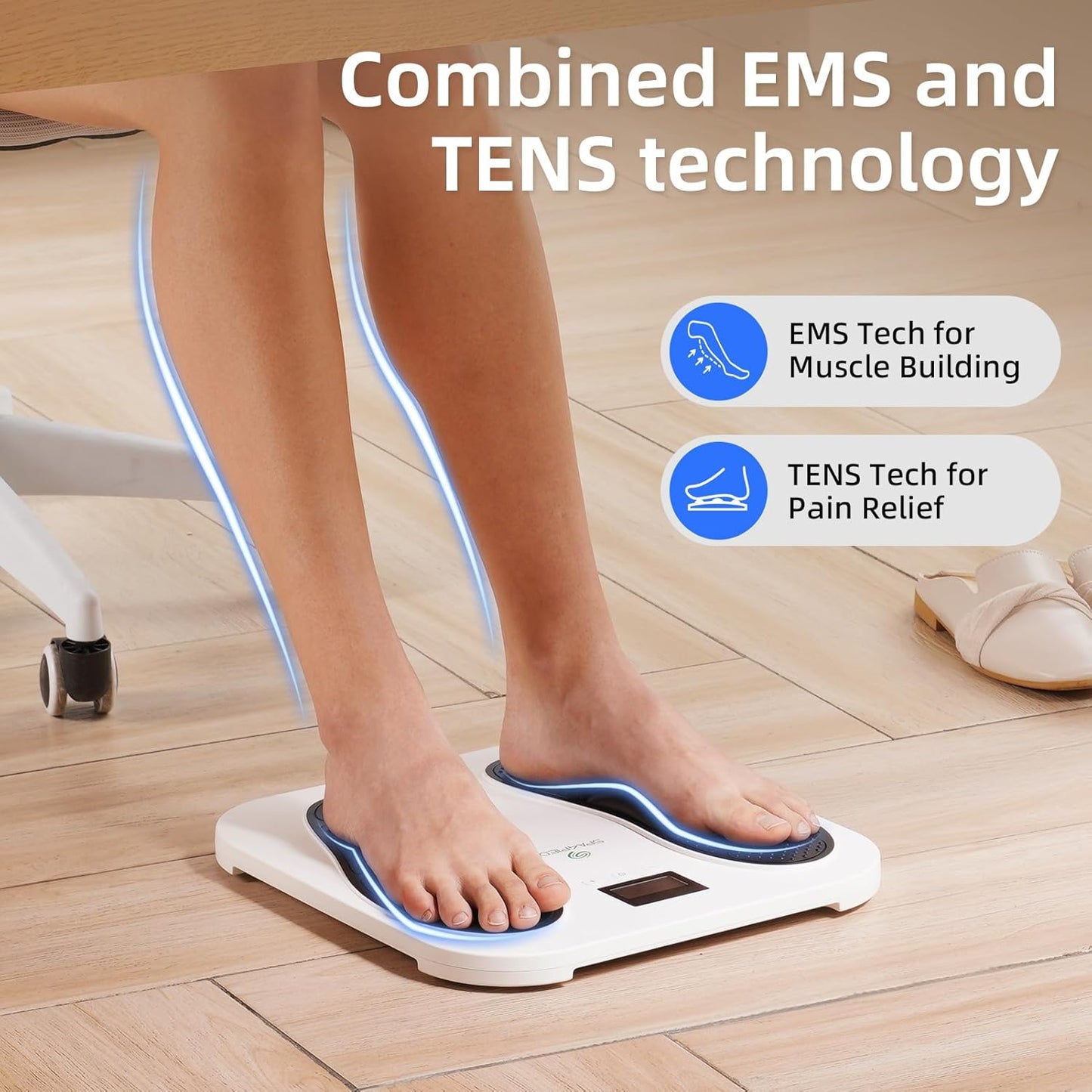 Transcutaneous Electrical Nerve Stimulator, Foot Massager, TENS & EMS for Pain Relief, 10 Modes and 20 Levels with Remote Control, Neuropathy, Relieve Swelling, Cramps, Plantar Fasciitis