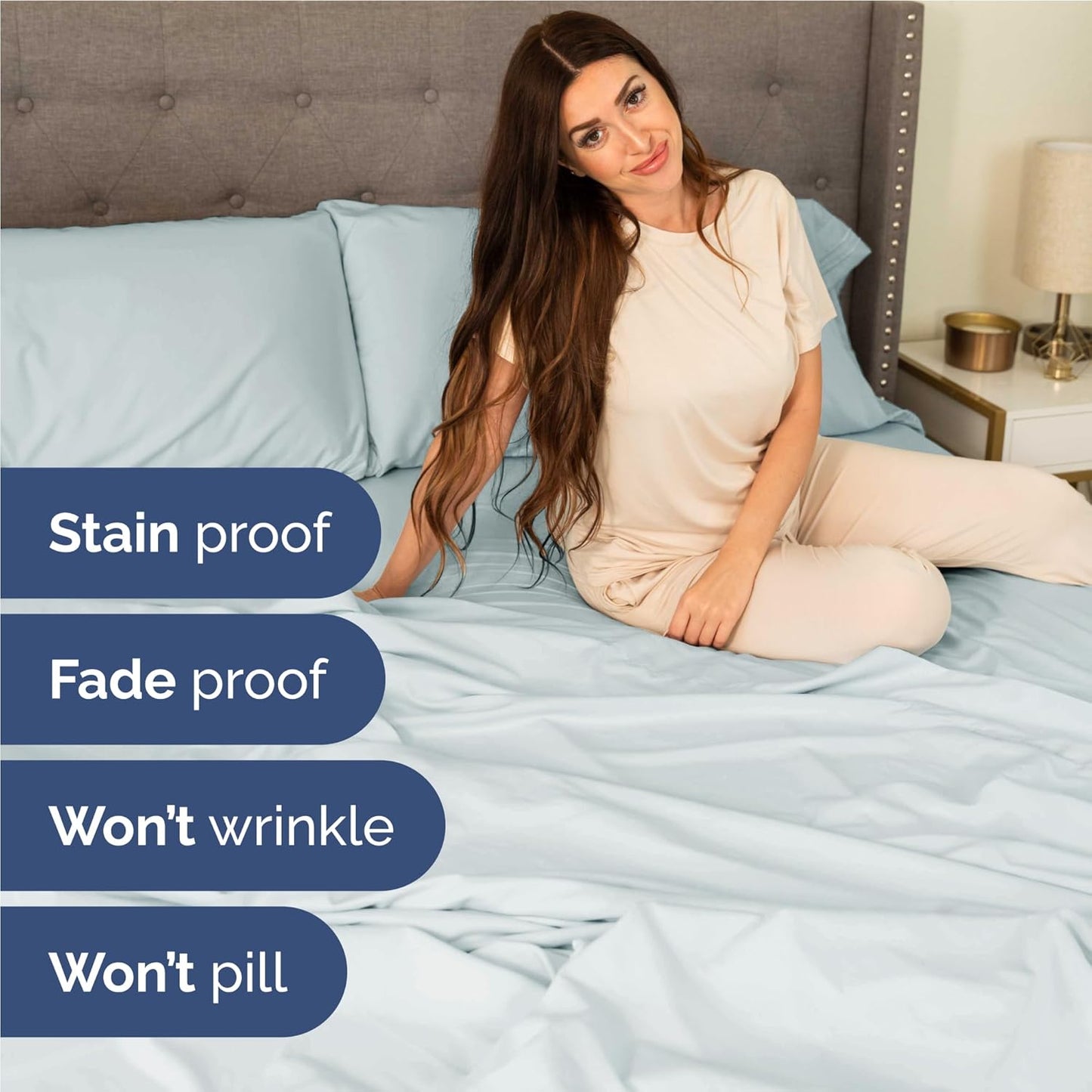 Twin XL Size 3 Piece Sheet Set - Comfy Breathable & Cooling Bed Sheets Set - Hotel Luxury Bedding for Women, Men, Kids, Teens, Boys & Girls - Deep Pockets, Soft and Wrinkle Free - Oeko-Tex - Ice Blue