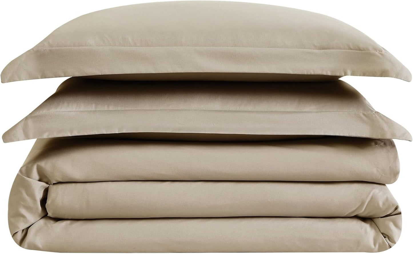 London Fog Garment Washed Solid Duvet Set Khaki Microfiber 3-Piece Full/Queen Duvet Set, Solid Themed, Adult and Teen, Oeko-TEX Certified