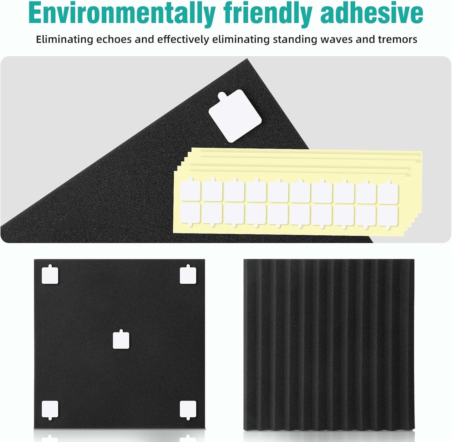 50 Pack Acoustic Panels 1 X 12 X 12 Inches - Acoustic Foam Studio Foam Wedges High Density Panels Soundproof Wedges Charcoal (Black&Red)