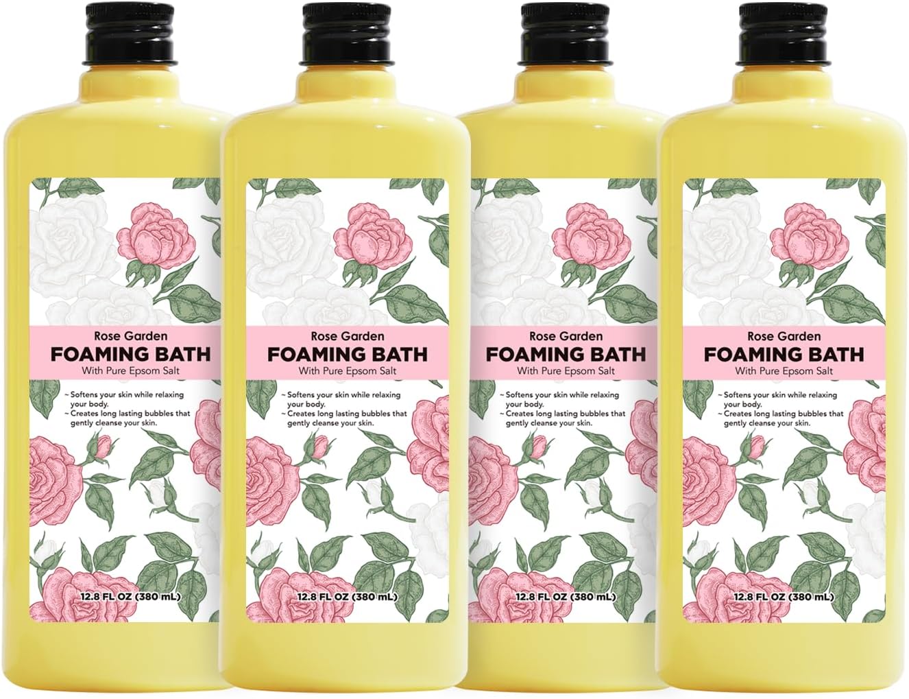 Bubble Bath for Women, Rose Scented Bubble Bath Gifts Set, Foaming Bath Mother's Day Gifts for Mom, 51.2 fl oz (Pack of 4)