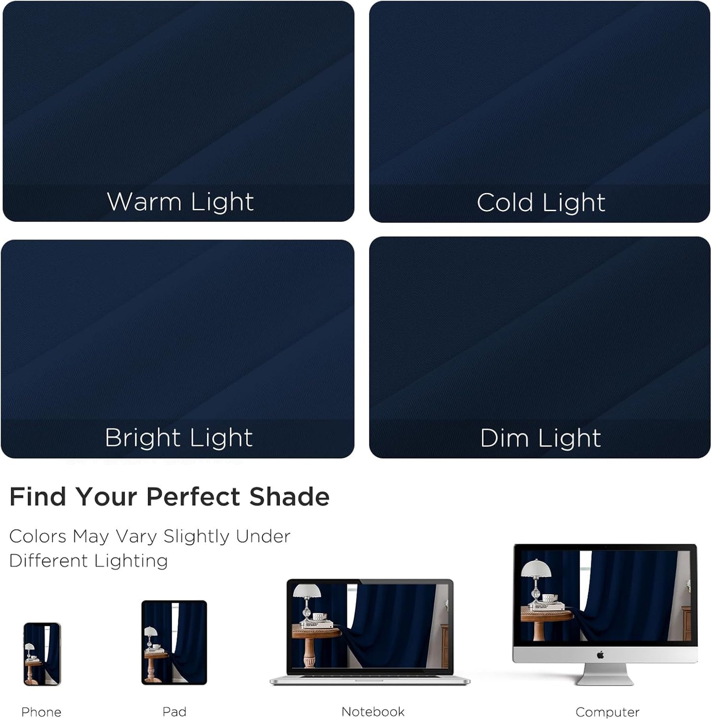 CUCRAF Navy Blue Blackout Curtains Customize, Rod Pocket Room Darkening Curtain for Bedroom Living Room, Thermal Insulated Window Drapes 1 Panel (Custom Size, Color)