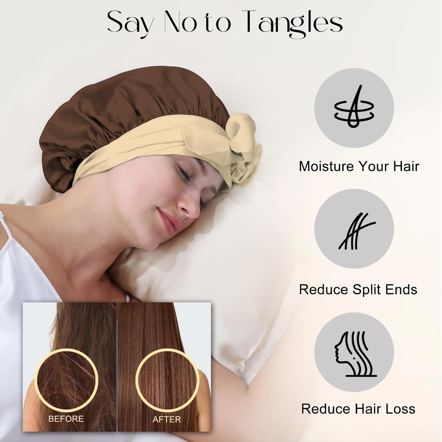 ZIMASILK 100% Mulberry Silk Bonnet for Sleeping Women Double Layer Hair Wrap with Silk Tie Band,1 Pack