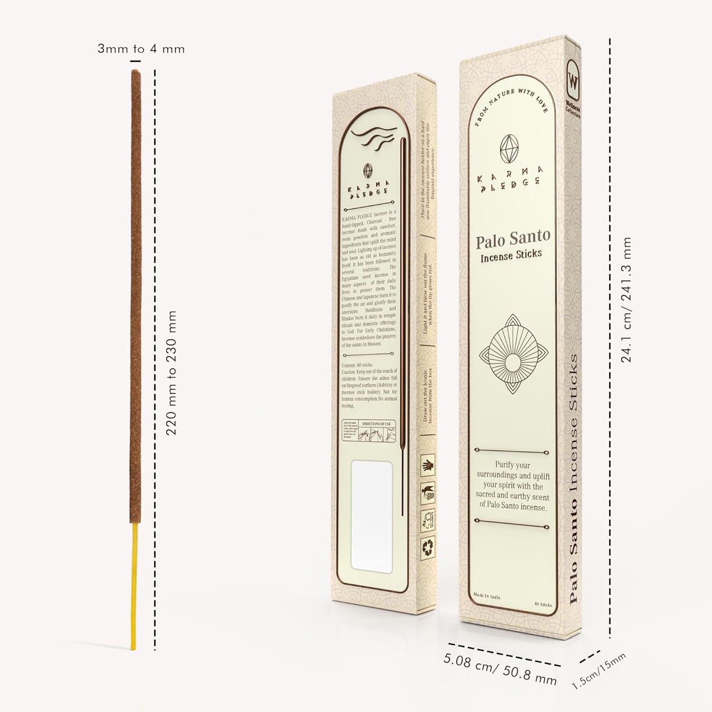 Palo Santo Incense Sticks, Organic Hand Dipped Incense, Natural Herbs & Aromatic Ingredients, Contain 40 Sticks Inside, Burn Time 45-60 Min, Spiritual Gifts, Incense by Karma Pledge