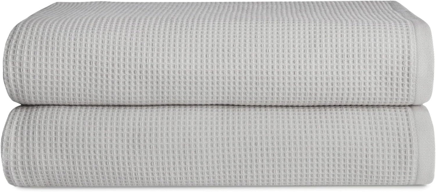 Cozy Earth Waffle Bath Sheets - 60% Cotton 40% Viscose from Bamboo Bath Sheets 40 x 65 Inches - Soft & Absorbent Terry, Reversible Mini Textured Waffle & Weave Pattern - 2 Pack