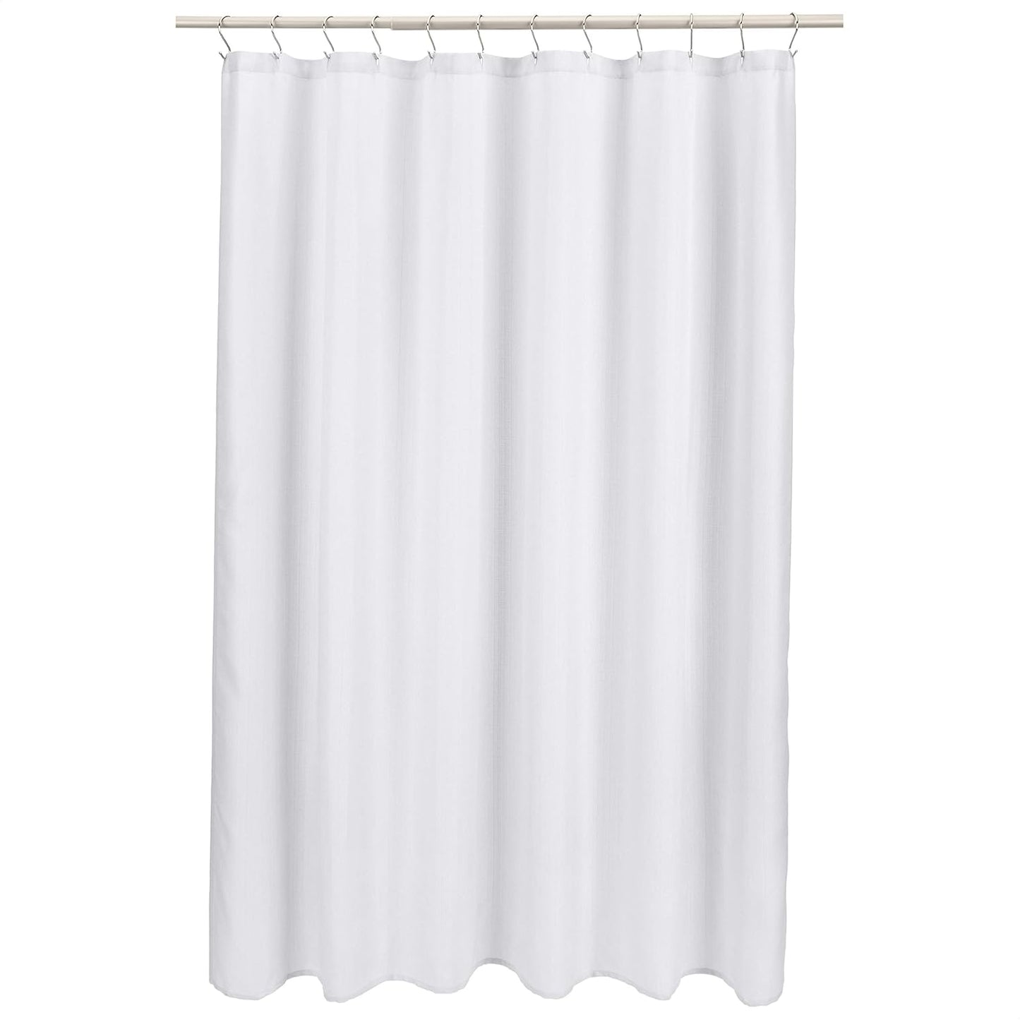 Amazon Basics Linen Style Bathroom Shower Curtain, 72" x 72", Bright White, 11.42" L x 9.45" W