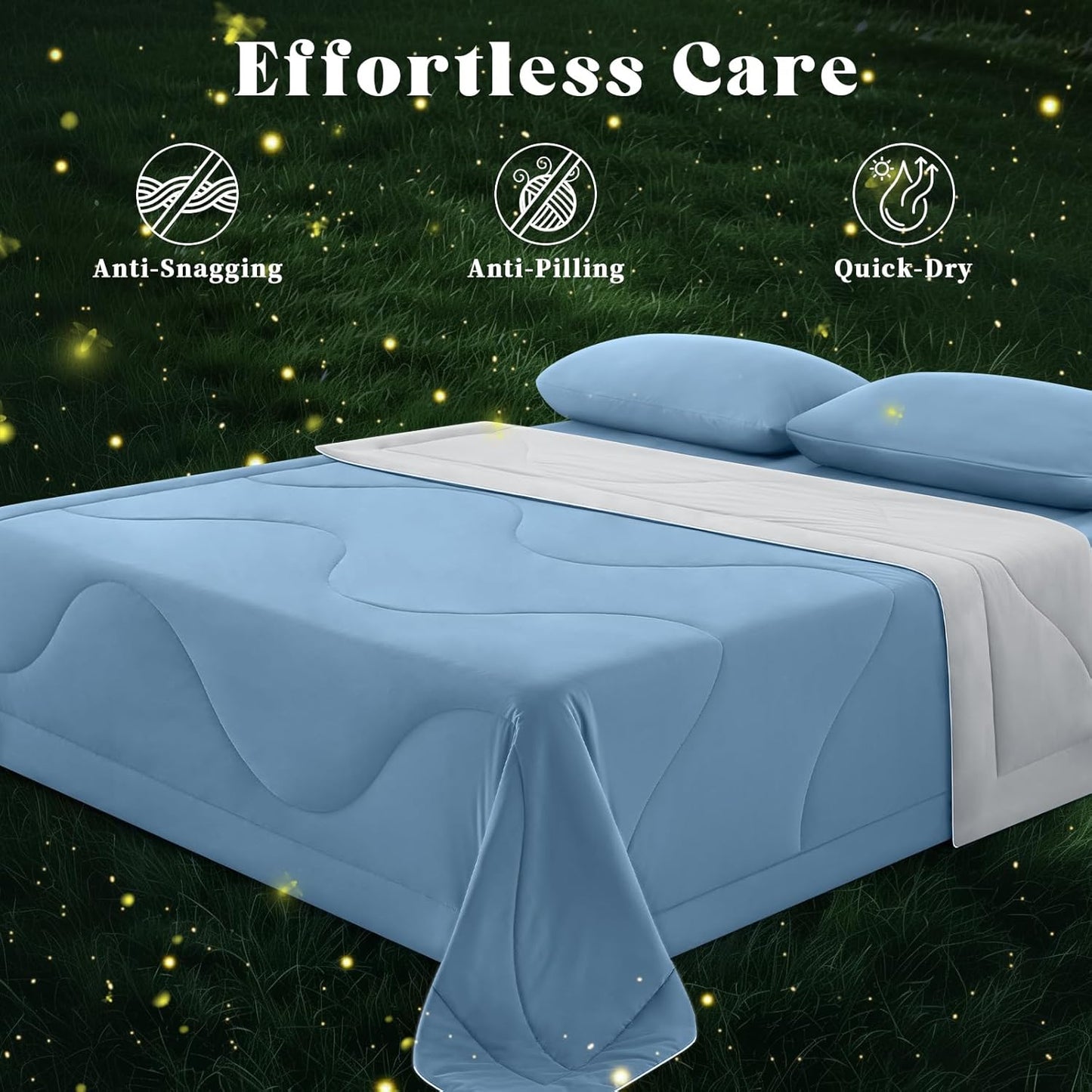 Cooling Comforter Twin Size, Double-Sided Cooling Blanket for Hot Sleepers & Night Sweats, Arc-Chill Q-Max > 0.4 Breathable Ice Blanket, Lightweight Cold Comforter (68''x90'', Light Blue)