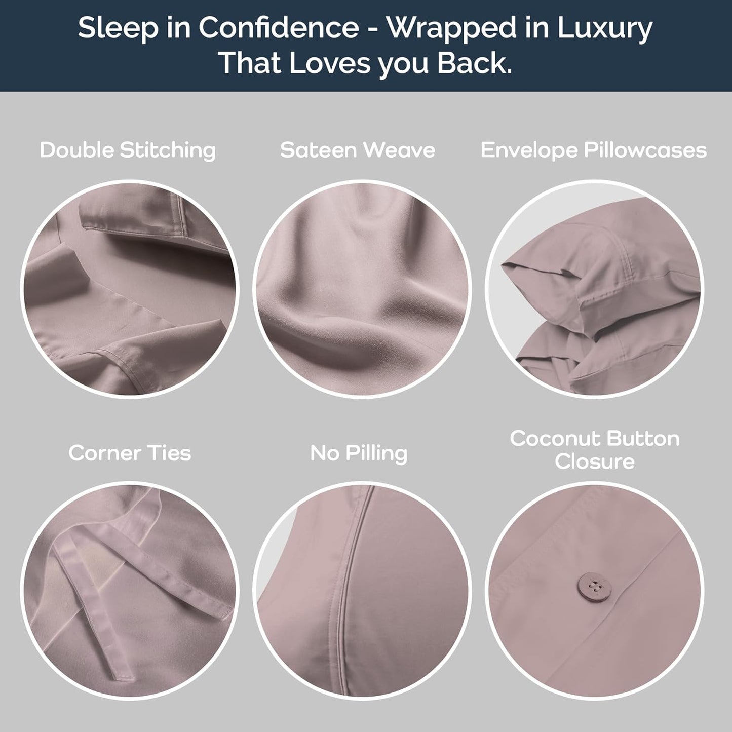 Olive + Crate Tencel Eucalyptus Cooling Duvet Cover Set - Hypoallergenic, Lyocell Tencel Duvet Cover - Soft, Temperature Regulating with Hidden Button Closure & Corner Ties - Queen Size [Dusk]