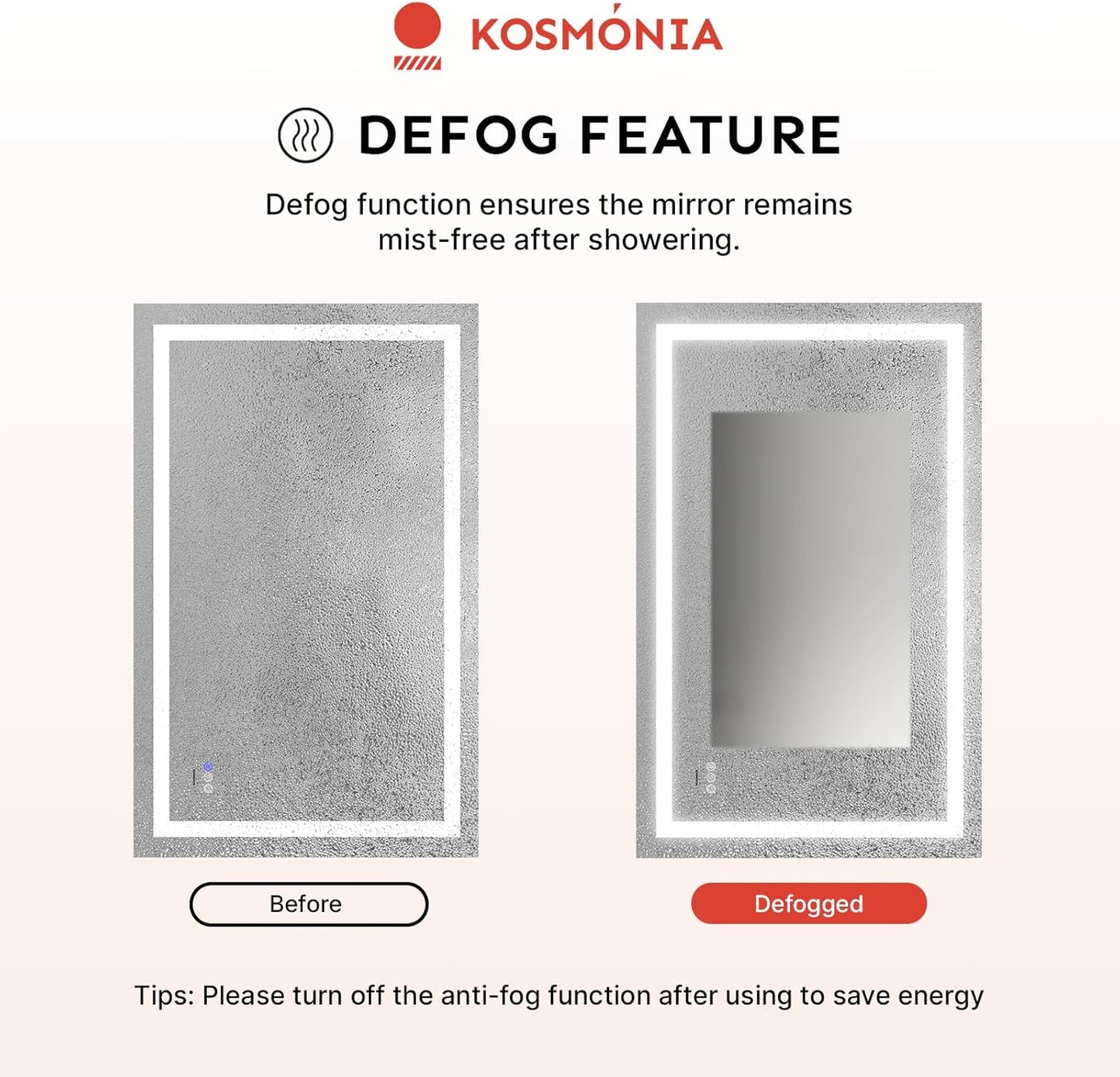 32x48'' LED Bathroom Mirror with Light, Frameless, Dimmable Front & Backlit, Anti-Fog, Distortion Free, Light Memory, Tempered and Shatter-Proof Wall Mounted Vanity Silver Coating Mirror