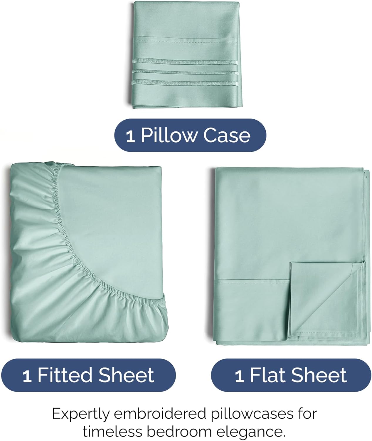 Twin Size 3 Piece Sheet Set - Extra Soft, Breathable & Cooling Sheets - Hotel Luxury Durable Bed Sheets for Women & Men - Deep Pockets, Easy-Fit & Wrinkle-Free Sheets - Light Teal Oeko-Tex Bed Sheets