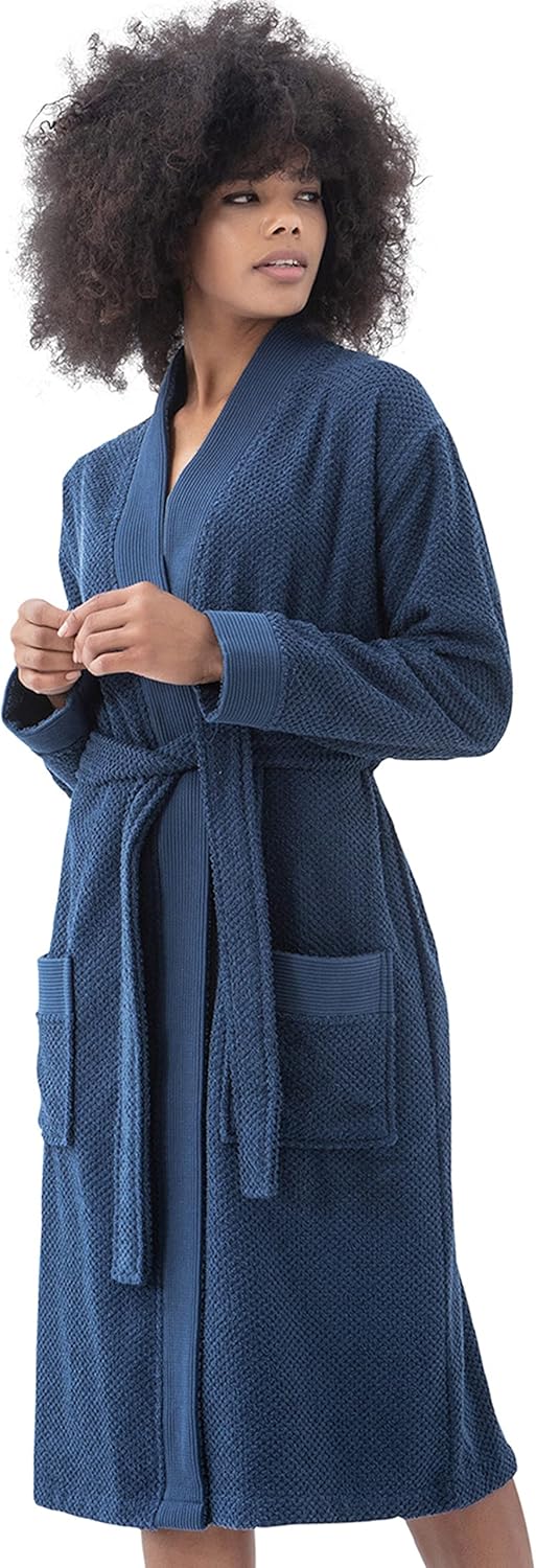 SEYANTE Organic Turkish Cotton Terry Hooded Kimono Bathrobe, Robe for Women