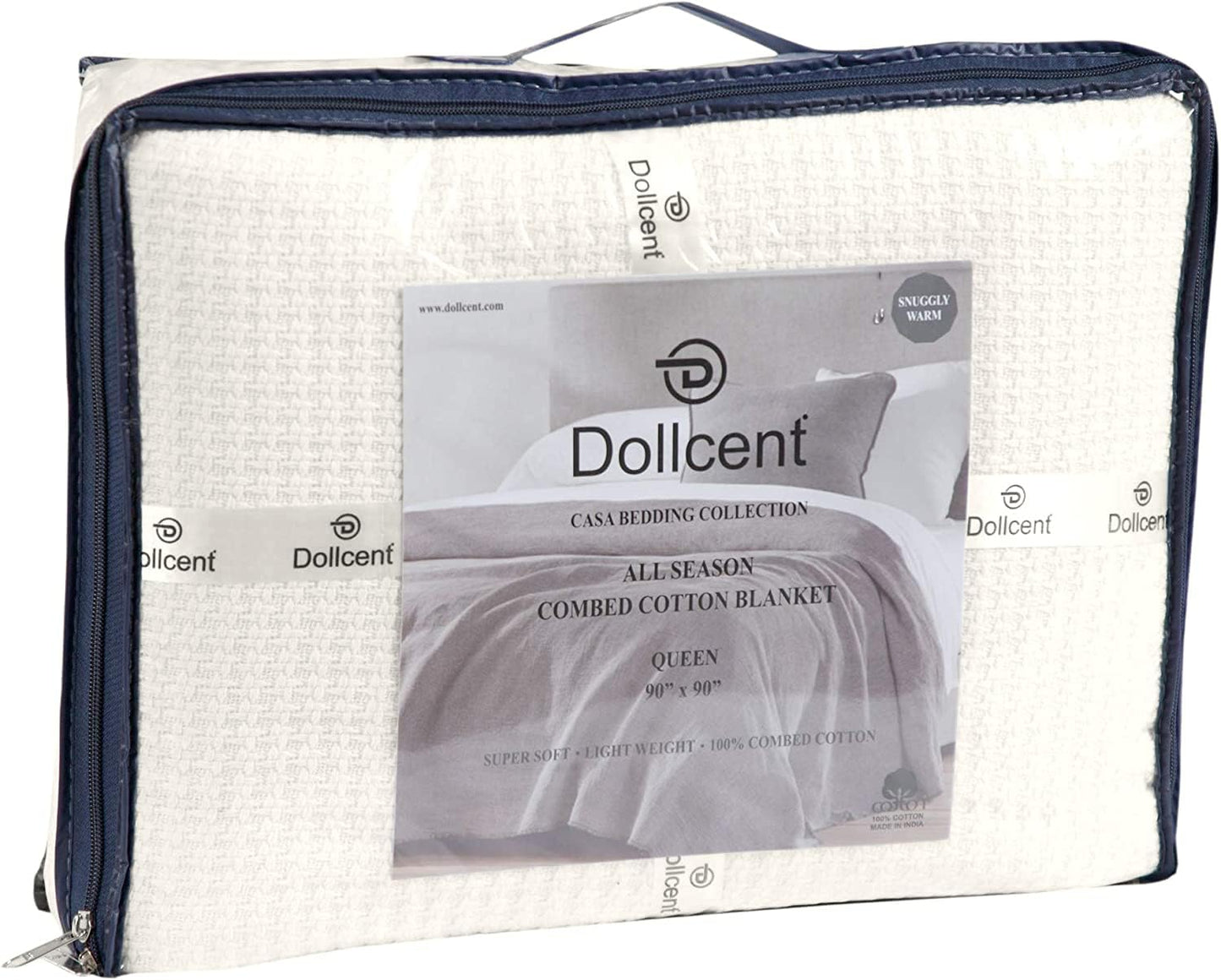 DOLLCENT 100% Cotton Twin Size Blanket for Bed, Premium Soft Combed Lightweight Blankets, Washed Breathable Cozy Bed Throw Blanket, Ivory Twin Cotton Blankets for All Season: Ivory (66"x90")