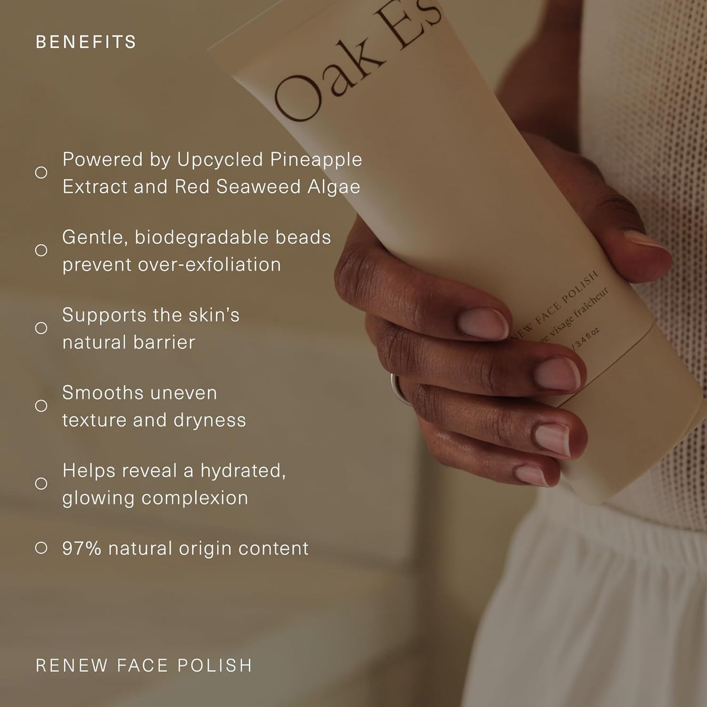 Oak Essentials Renew Face Polish | Gentle Exfoliating Face Scrub with Pineapple Extract, Vitamin C & Polishing Beads, 3.4 Oz