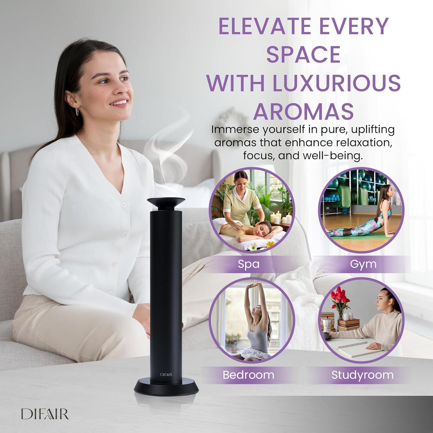 Rechargeable 10,000 mAh Aroma Diffuser - Hotel Collection Diffuser Oil Machine - Scent Diffuser for Home, Hotel, spa - Hotel Scent Diffuser - Perfect for Home Luxury scents
