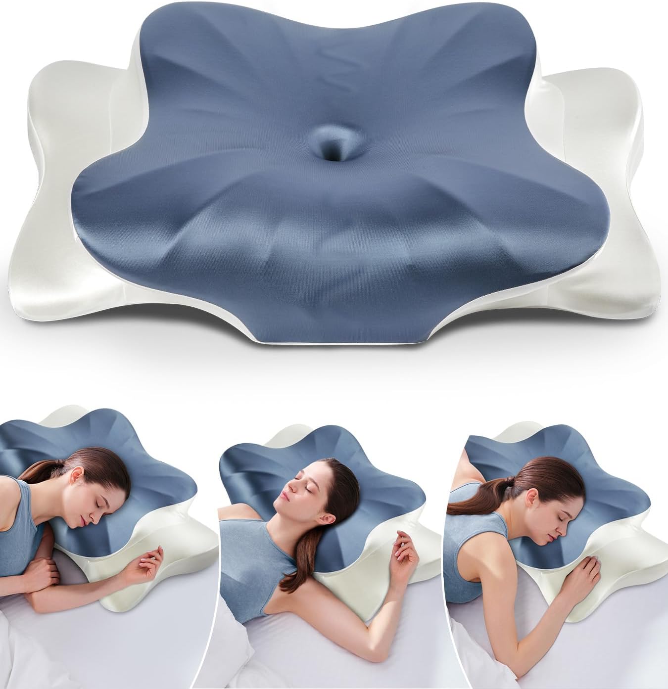 DONAMA Cervical Pillow for Neck and Shoulder,Contour Memory Foam Pillow,Ergonomic Neck Support Pillow for Side Back Stomach Sleepers with Pillowcase-King Size