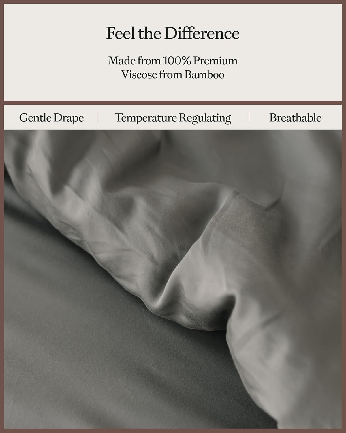 Cozy Earth Luxury Duvet Cover Queen - 100% Viscose from Bamboo - Ultra-Soft, Cooling & Lightweight Duvet Cover - Temperature-Regulating Bedding with Concealed Zip & Interior Snap Closures - Dove Grey