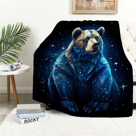 Bear Blanket Throw for Adult, Soft Animal Gifts for Women and Men, 50×60 Inches, Cabin Rustic Lightweight Fleece for Bed and Home Decor, No-Pilling