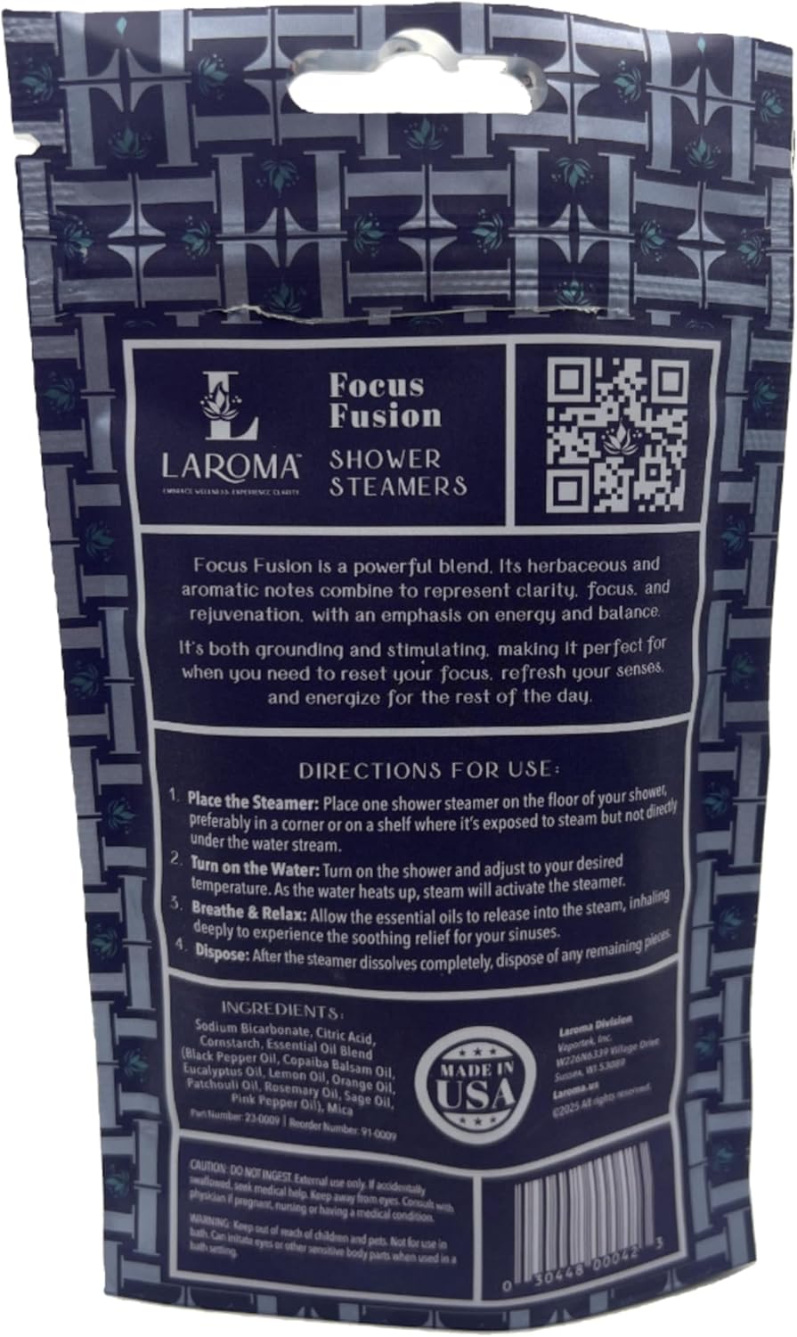 Laroma Shower Steamers, Hand-crafted in the USA, Focus Fusion, 6 Steamers