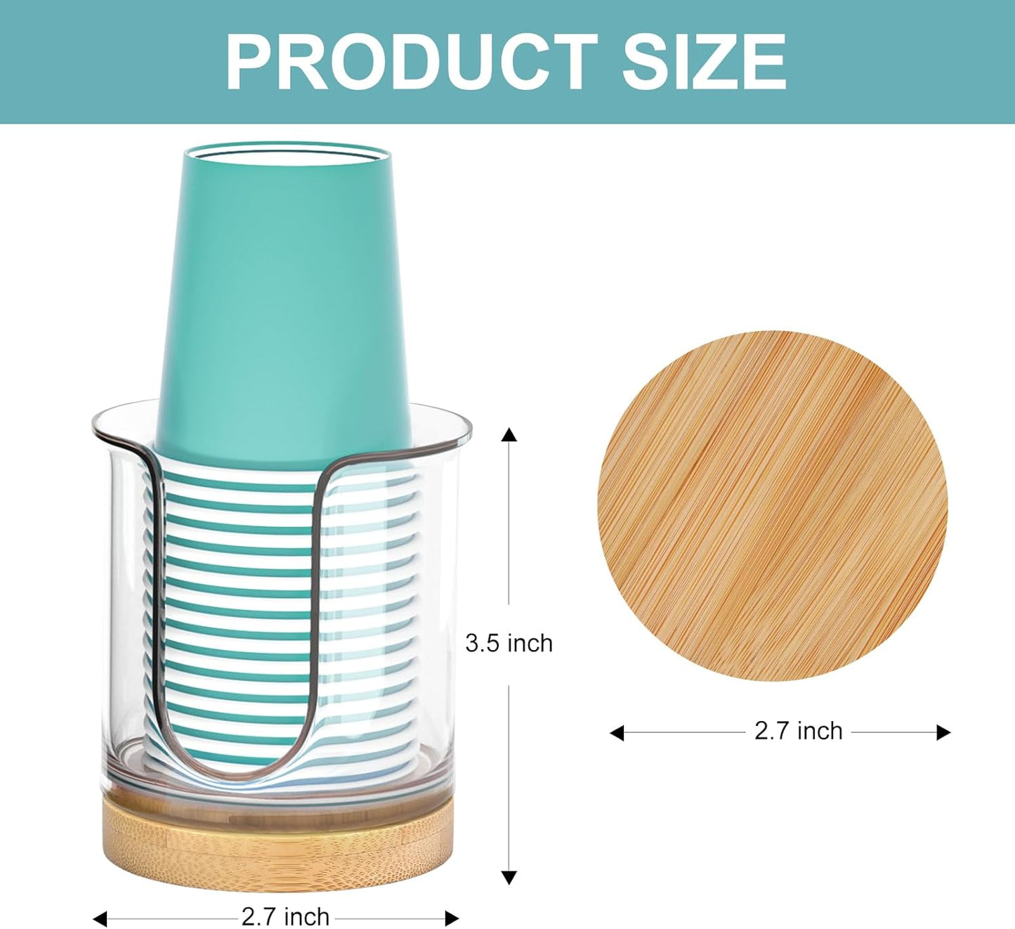 Bathroom Cup Dispenser for Countertops,2 Pack of Bathroom Cup Holders for 3 oz Cups,Small Cup Holder for Mouthwash and Paper Cups (Clear 2 Pack)