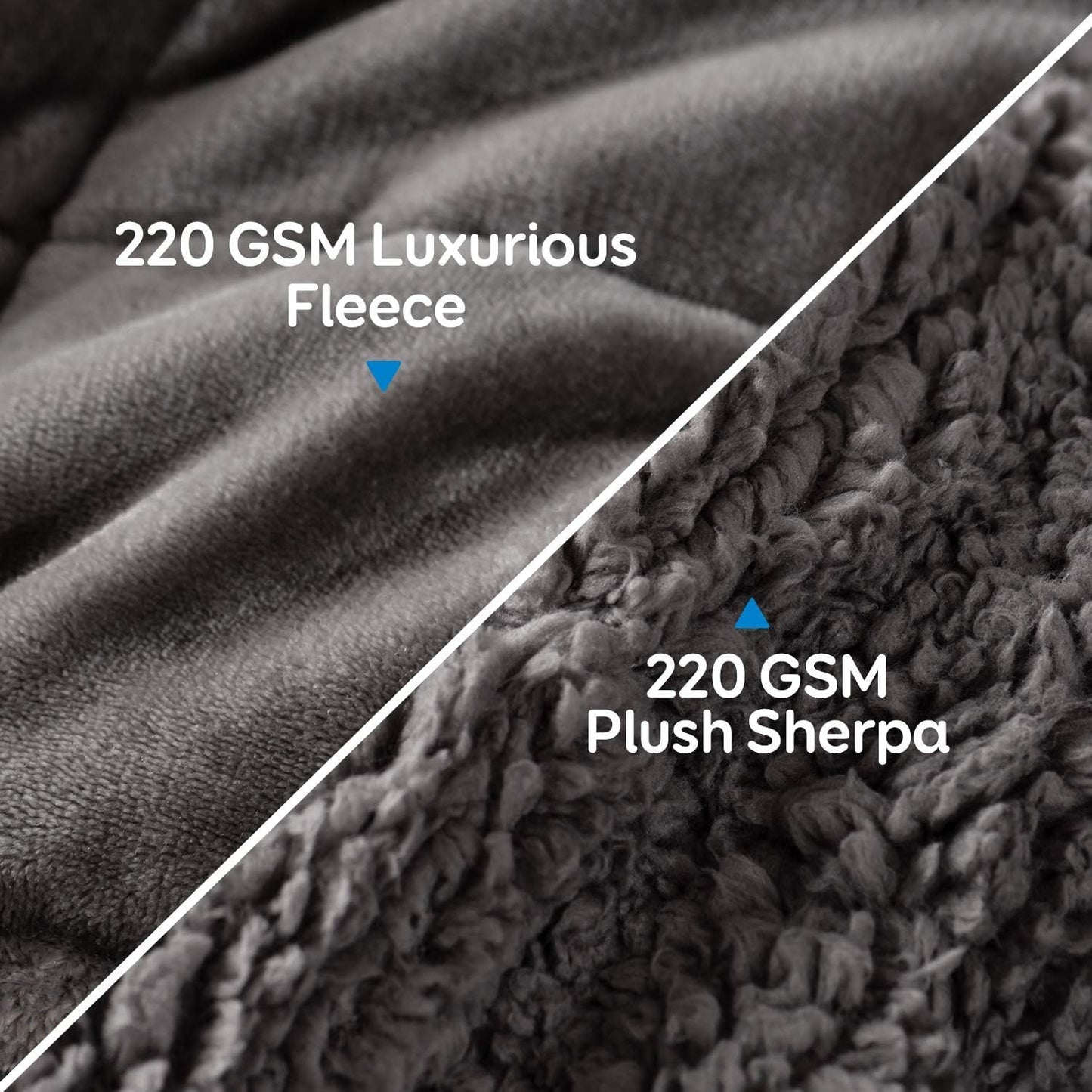 Cottonblue Sherpa Fleece Weighted Blanket 12lbs, Sherpa Flannel Cozy Plush Bed Blanket, Fuzzy Bedding Blankets Throw, Minky Soft Blanket for Sofa Bed, 48 x 72 inches,Grey