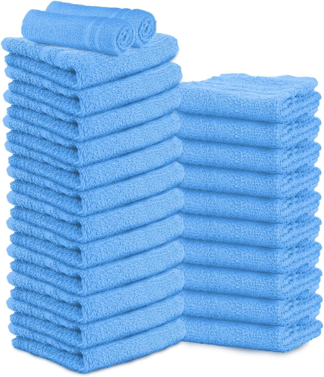 100% Cotton Salon Towel Set of 24|400 GSM|Soft Hand Towel|Bulk Hand |Cotton Salon Towels|Ideal for Spa Gym Bathroom Hotel|Absorbent||Not Bleach Proof|Quick Dry|Hand Towel 16 x 27 in|Blue