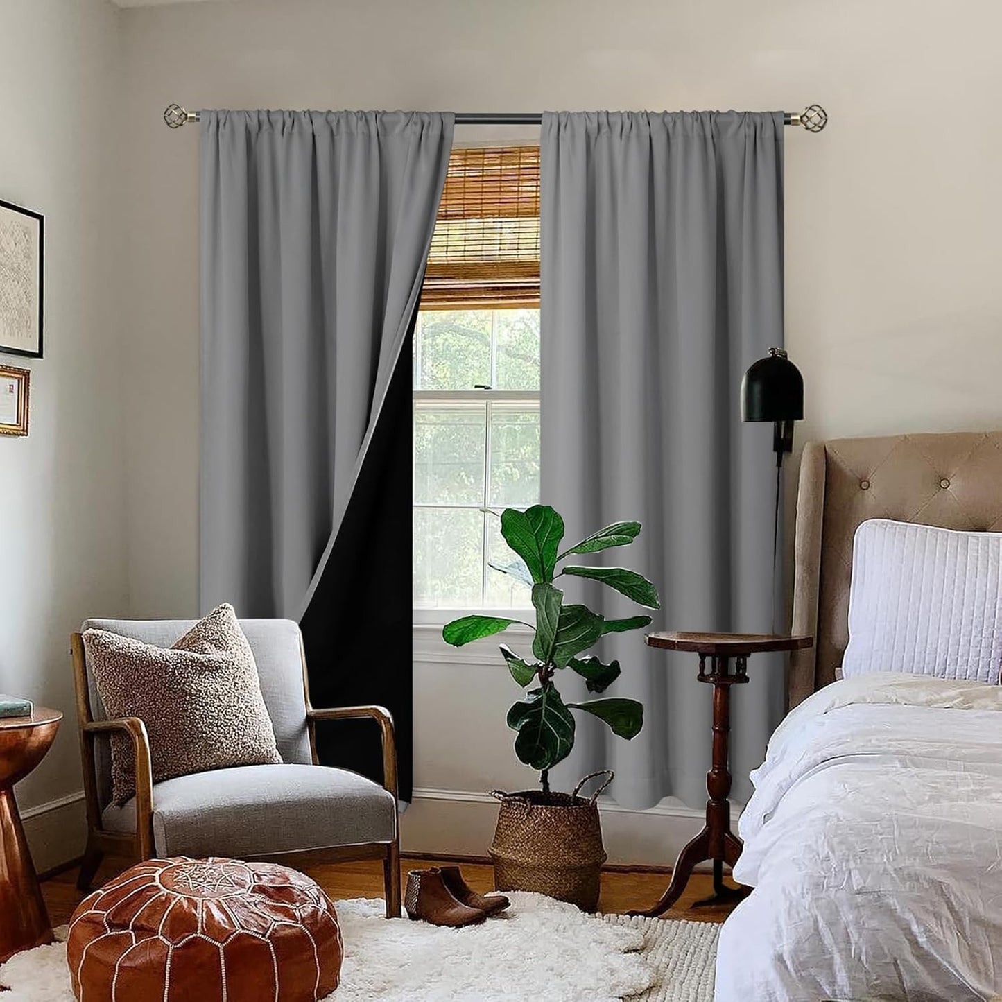BGment 100% Blackout Curtains for Bedroom 72 Inch Length 2 Panels, Thermal Insulated Room Darkening Curtains Rod Pocket Soundproof Bedroom Living Room Window Curtains, Dove Grey, Each 42 Inch Wide
