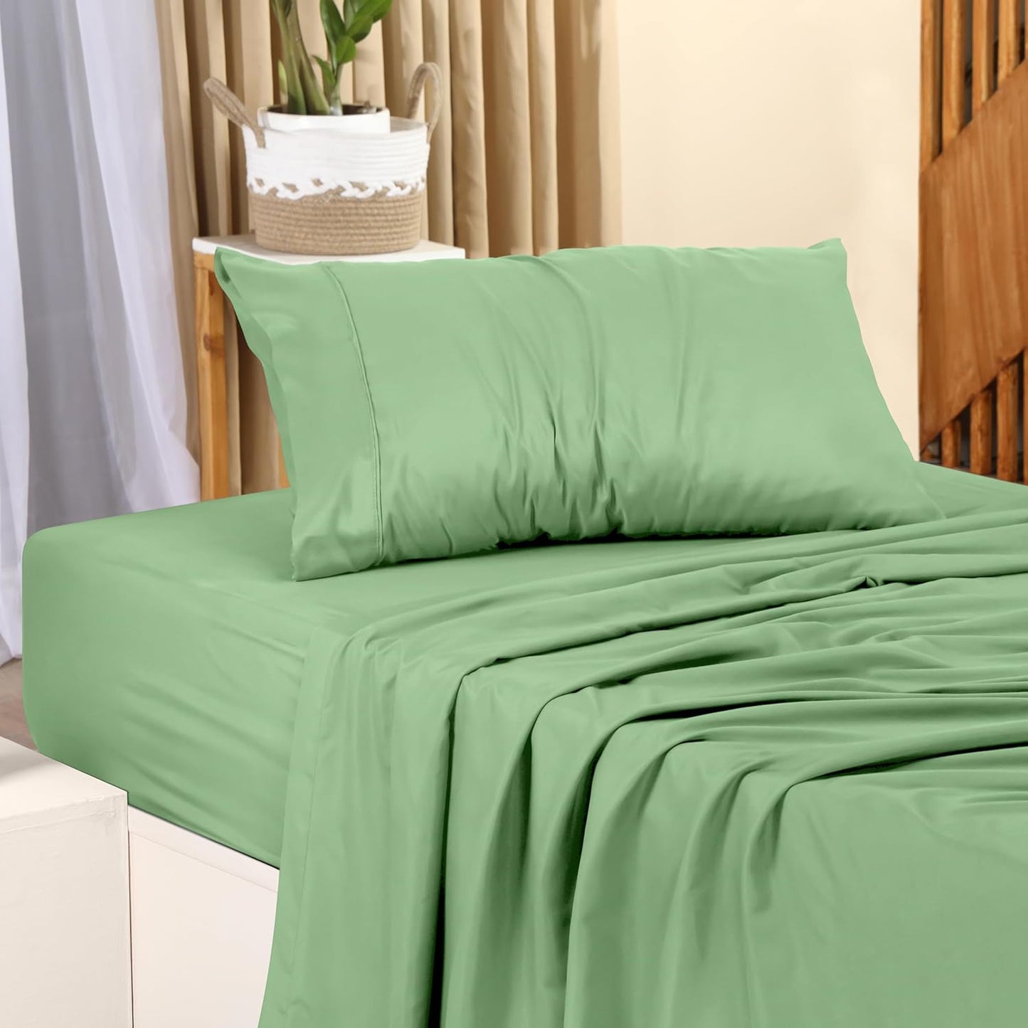 Utopia Bedding Twin XL Sheet Set – 3 Piece Bed Sheets for Twin XL Size Bed, Soft and Breathable Microfiber, Includes 1 Fitted Sheet, 1 Flat Sheet and 1 Pillowcase (Sage)