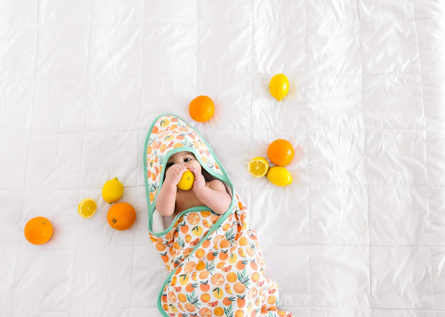 Copper Pearl Premium Knit Hooded Bath Towel with Terry Cloth Interior Citrus