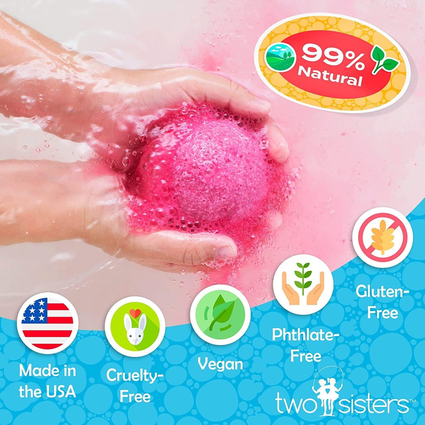 Zoo Animal Bath Bombs for Kids with Surprise Toys Inside (6 Pack) - Gentle and Safe, USA Made, Large Bubble Bomb & Ideal Gift for Boys & Girls by Two Sisters