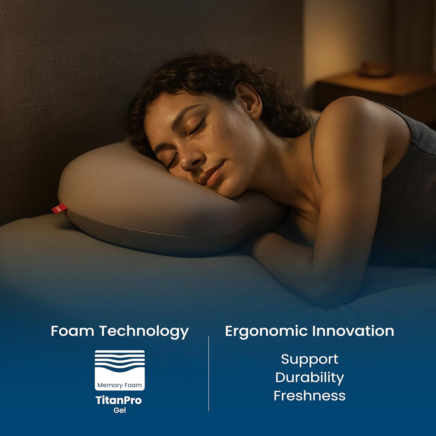 IWS I WANNA SLEEP Ergoblu Cervical Memory Foam Neck Pillow – Ergonomic Pillow for Neck Pain Relief, Stomach & Back Sleeper Support, Extra Cooling Pillowcase, Orthopedic Neck & Spine Support