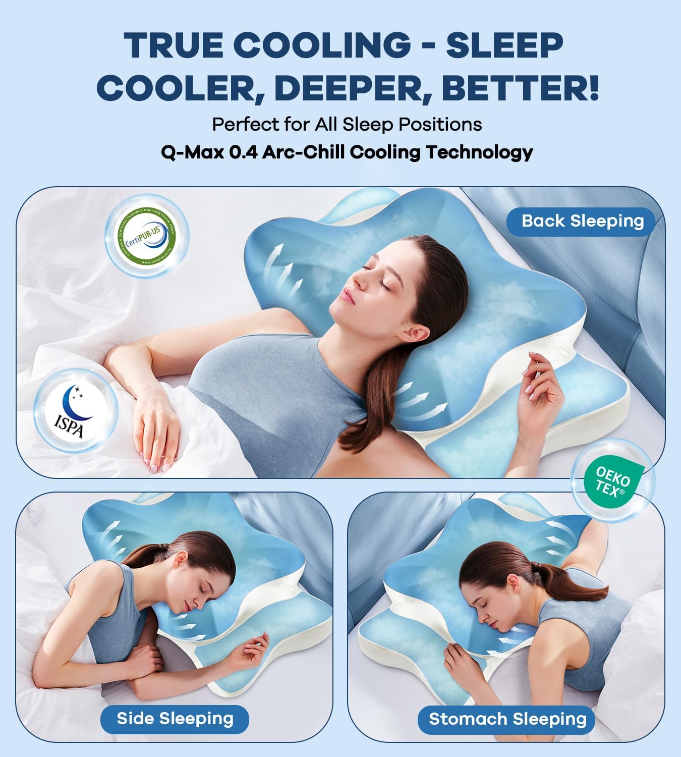 DONAMA Cervical Pillow for Neck and Shoulder,Contour Memory Foam Pillow,Ergonomic Neck Support Pillow for Side Back Stomach Sleepers with Pillowcase-King Size