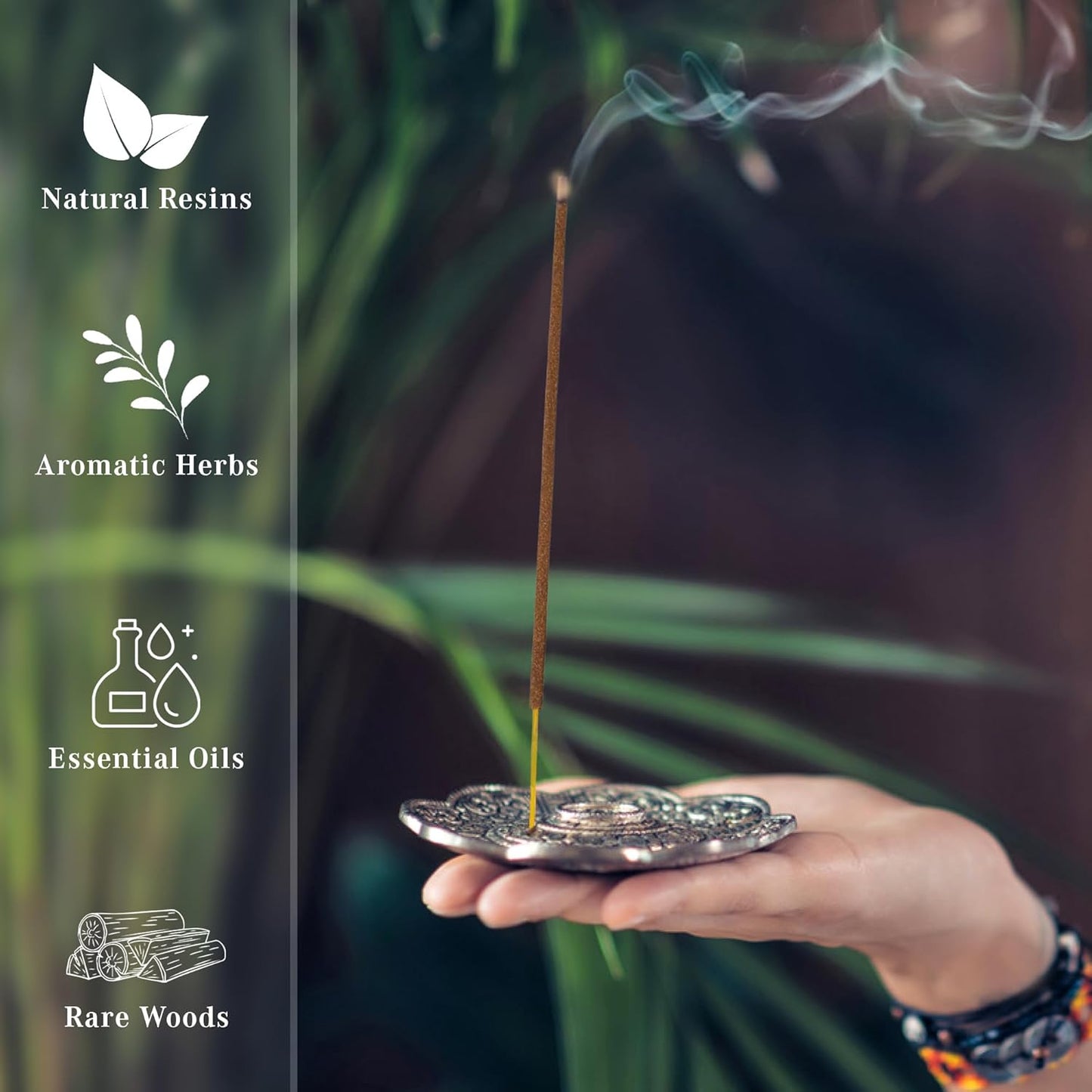 Fougere Incense Sticks, Organic Hand Dipped 100 Sticks with Natural Herbs & Aromatic Ingredients, Burn Time 45 to 60 Minutes, Incense for Positivity, Yoga, Meditation, Relaxation, Spiritual Gift
