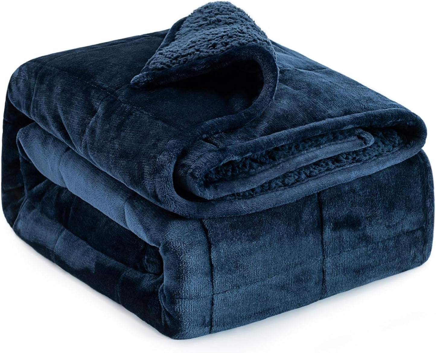Lofus Weighted Blanket for Adults(15 lbs, 60" x 80"), Queen Size Heavy Blanket Machine Washable, Soft Weighted Blankets for Stress Relief and Sleep Promotion-Navy Blue