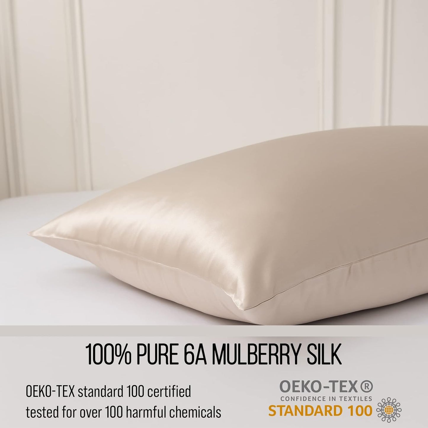 Bella Coterie Luxury Silk Pillowcase for Hair and Skin | 30 Momme | 100% Pure 6A Mulberry Silk | Super Soft | Perfectly Plush [King, Champagne]