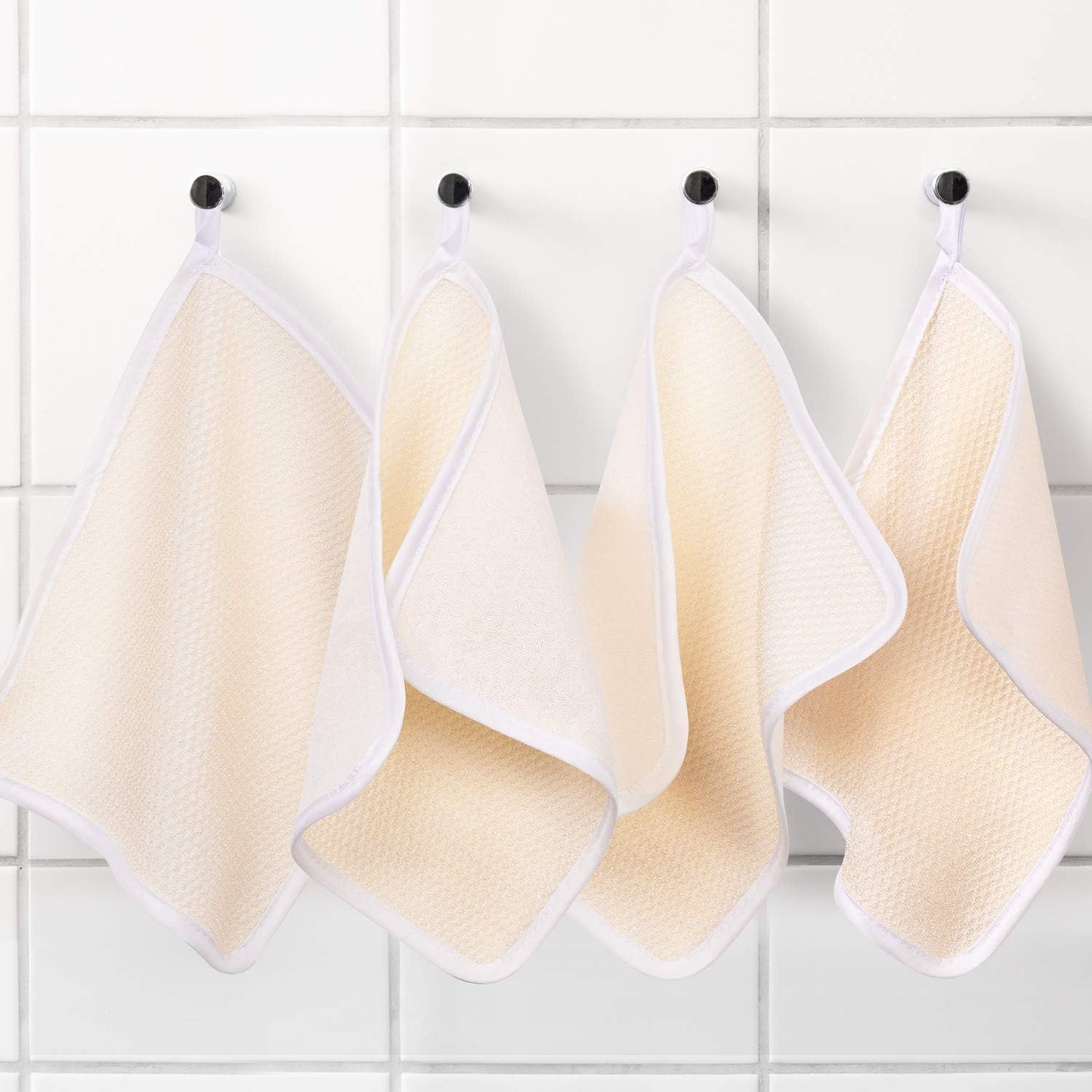 Tatuo 10 Count Exfoliating Wash Cloths for Body and Face Facial Bath Scrub Soft Weave Loofah Towel Exfoliate Bath Towel Remove Dead Skin Wash Cloth for Women Man (White Edge)