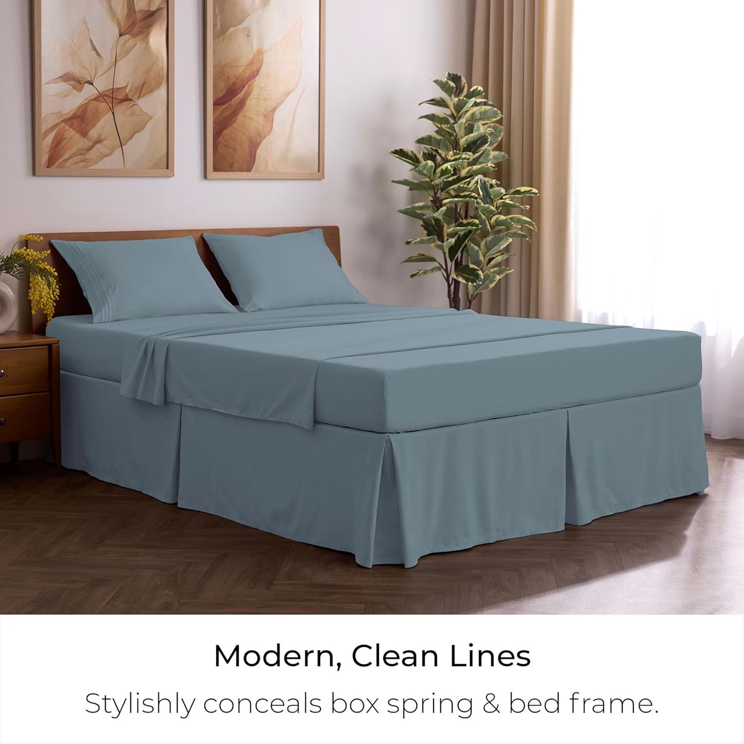 Mellanni Bed Skirt Full Size - Bed Skirting - 15-Inch Tailored Drop Pleated Dust Ruffle - Hotel Luxury Bedding - Wrinkle, Fade, Stain Resistant - 1 Bedskirt (Full, Spa Blue)