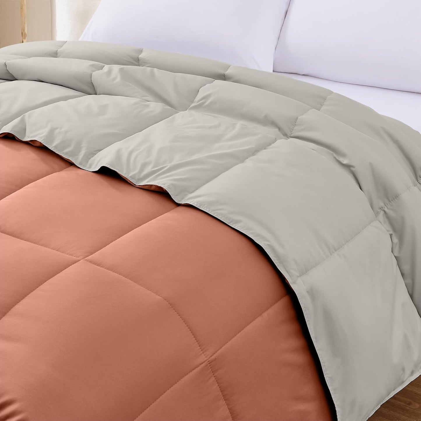Modern Threads Down Alternative Reversible Comforter Orange Rust/Beige California King
