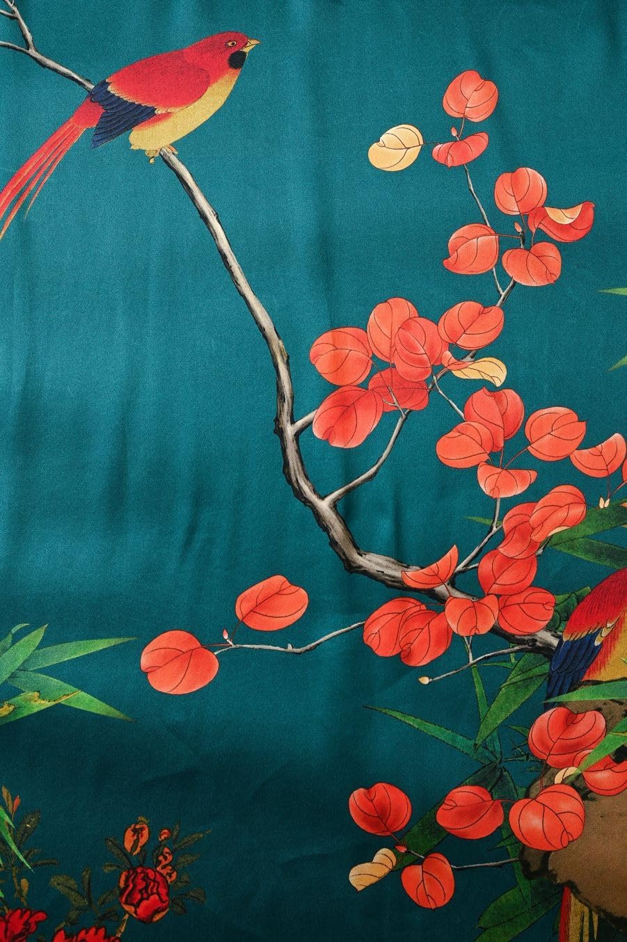 Women's Silk Kimono Robe Long Bathrobe Nightgown 100% Mulberry Silk for Women - Classic Floral Pattern
