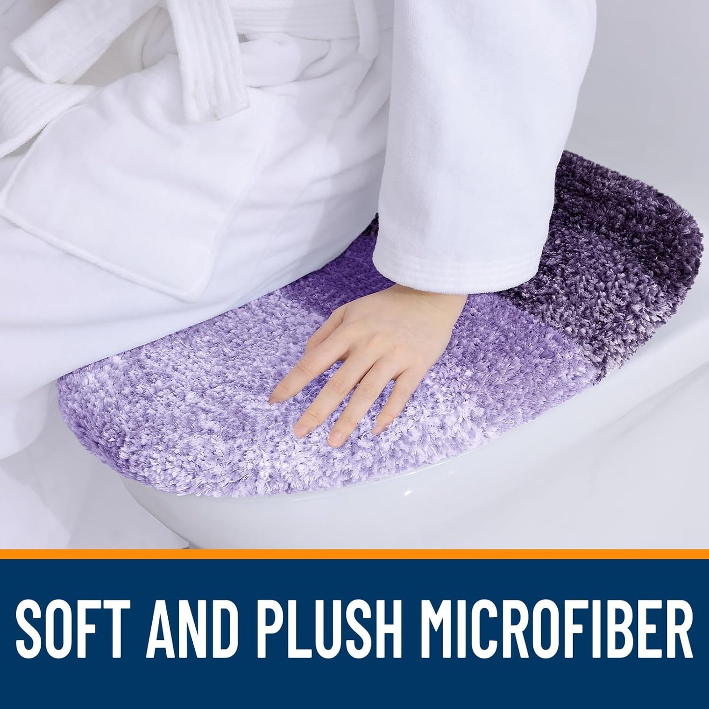 OLANLY Soft Microfiber Bathroom Toilet Lid Cover, Machine Washable Covers, 17.5x15, Stays in Place Rubber Backing, Fits Most Round, Elongated and Oblong Lids, Accessories Decor, Violet