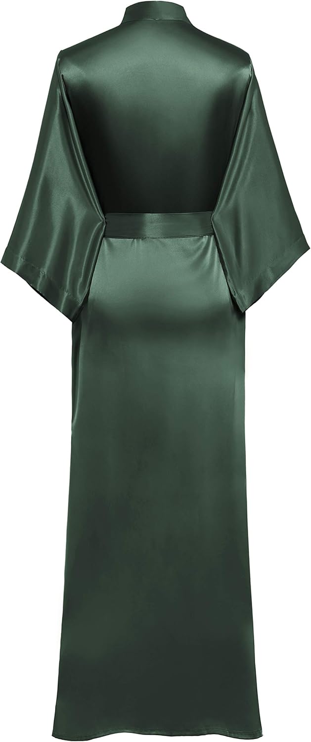 PRODESIGN Satin Kimono Robe Women Long Silky Kimono Bathrobe Sleepwear Wedding Bridesmaid Robe