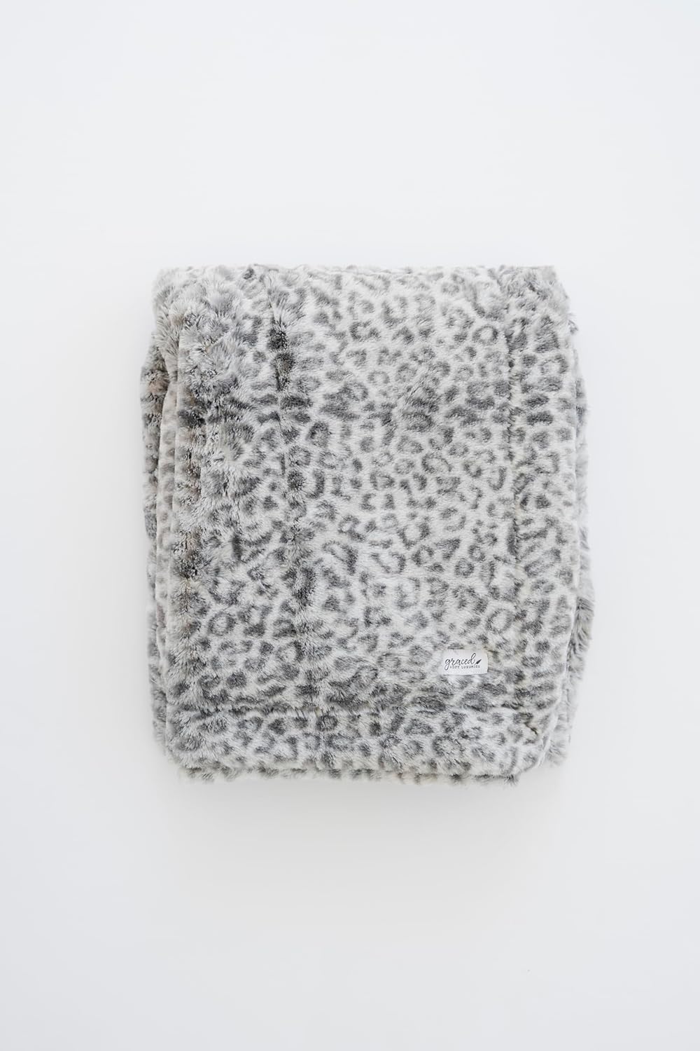 GRACED SOFT LUXURIES Faux Fur Throw Blanket | Elegant Warm, Cozy and Fluffy Blankets | Cuddly Cheetah Accent for Sofa, Couch or Bed | Snow Leopard - Large 50" x 60"