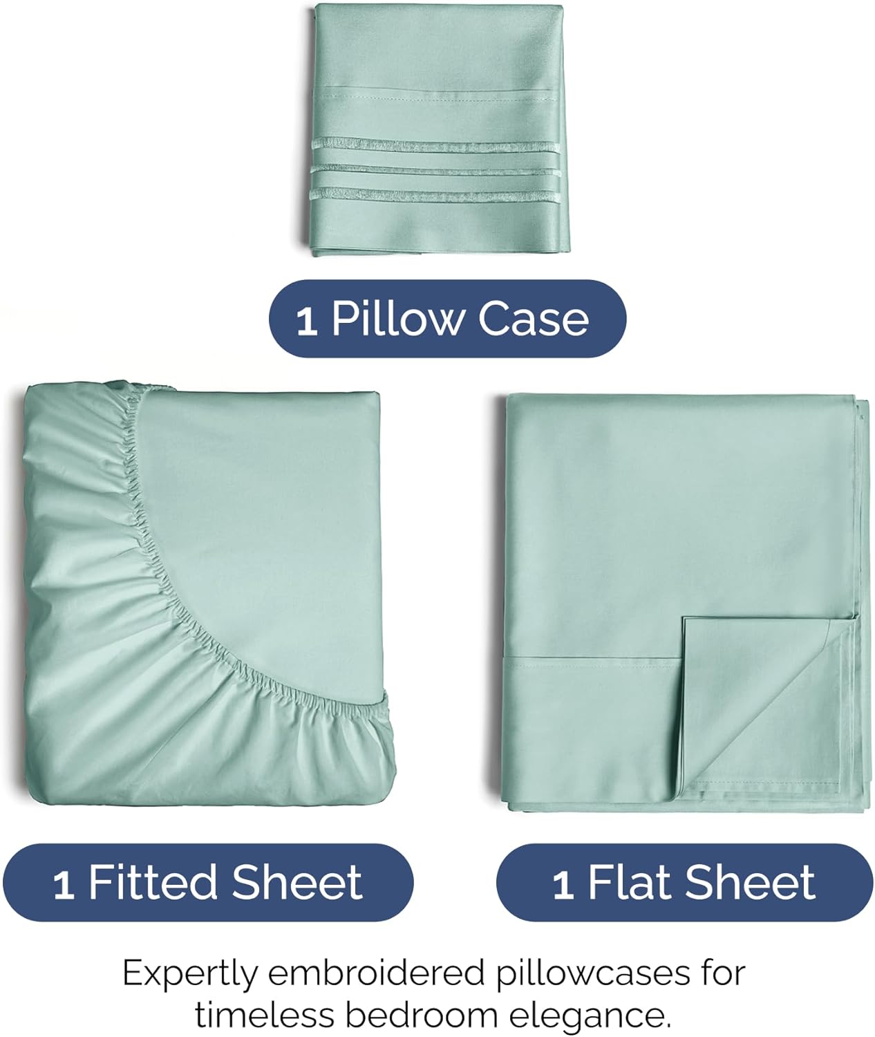 Twin XL Size 3 Piece Sheet Set - Extra Soft, Breathable & Cooling - Hotel Luxury Durable Bed Sheets for Women & Men - Deep Pockets, Easy-Fit & Wrinkle-Free - Light Teal Oeko-Tex