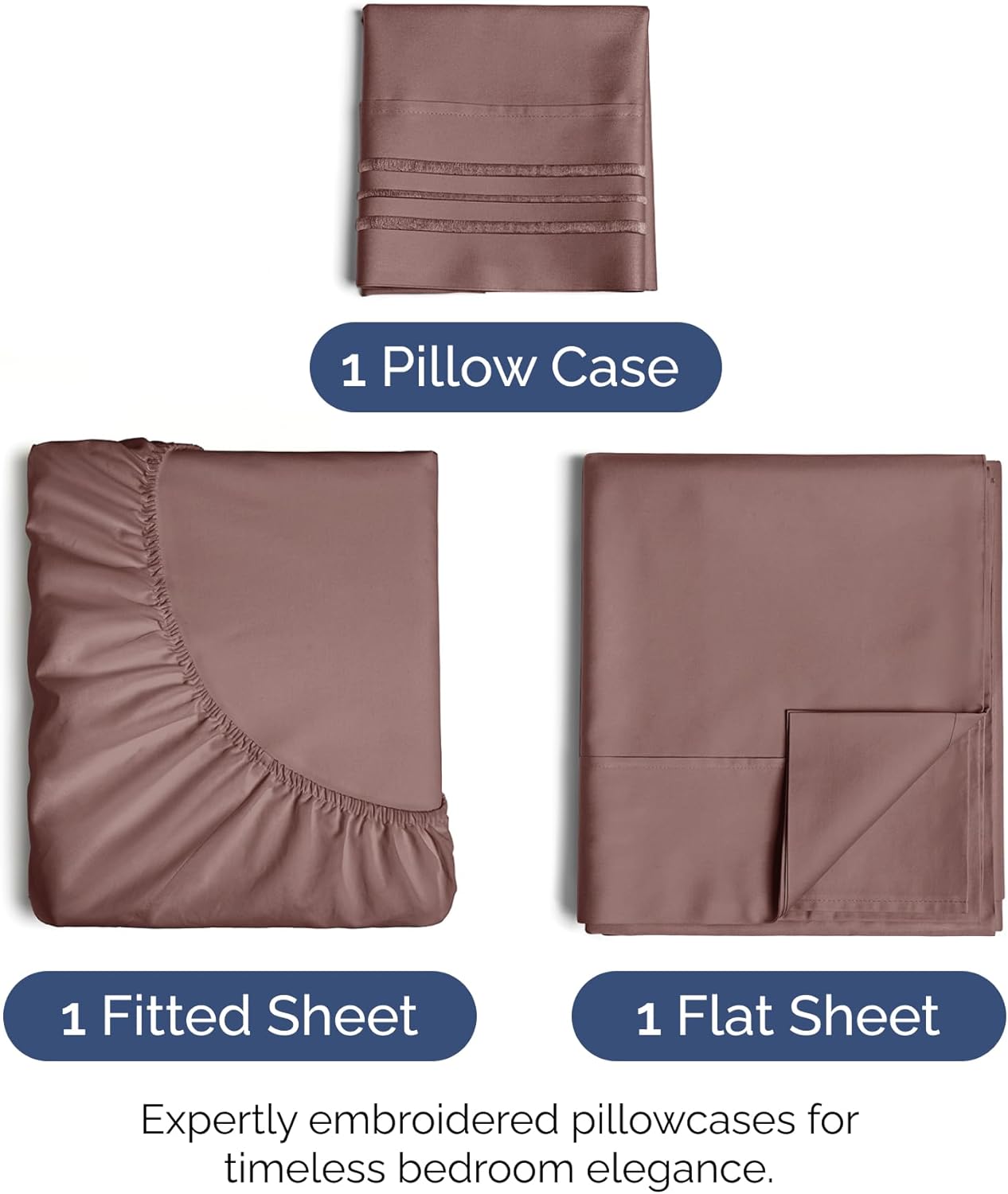 Twin Size 3 Piece Sheet Set - Extra Soft, Breathable & Cooling Sheets - Hotel Luxury Durable Bed Sheets for Women & Men - Deep Pockets, Easy-Fit & Wrinkle-Free Sheets - Clay Oeko-Tex Bed Sheet Set