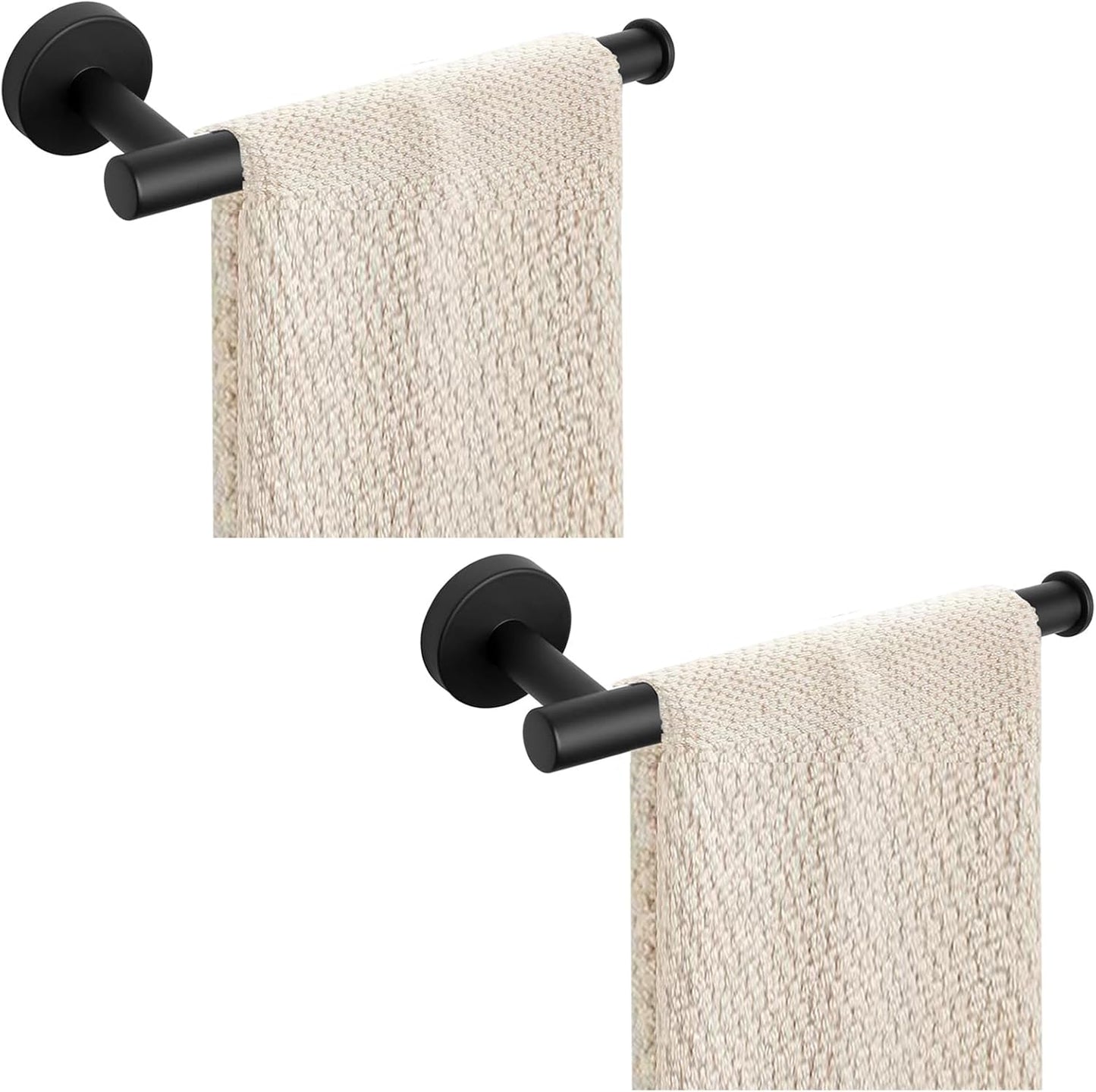 2-Piece Hand Towel Holder - 9" Modern Design Towel Ring, Thicken SUS 304 Stainless Steel Towel Holder for Bathroom Wall, Contemporary Hand Towel Rack - Matte Black