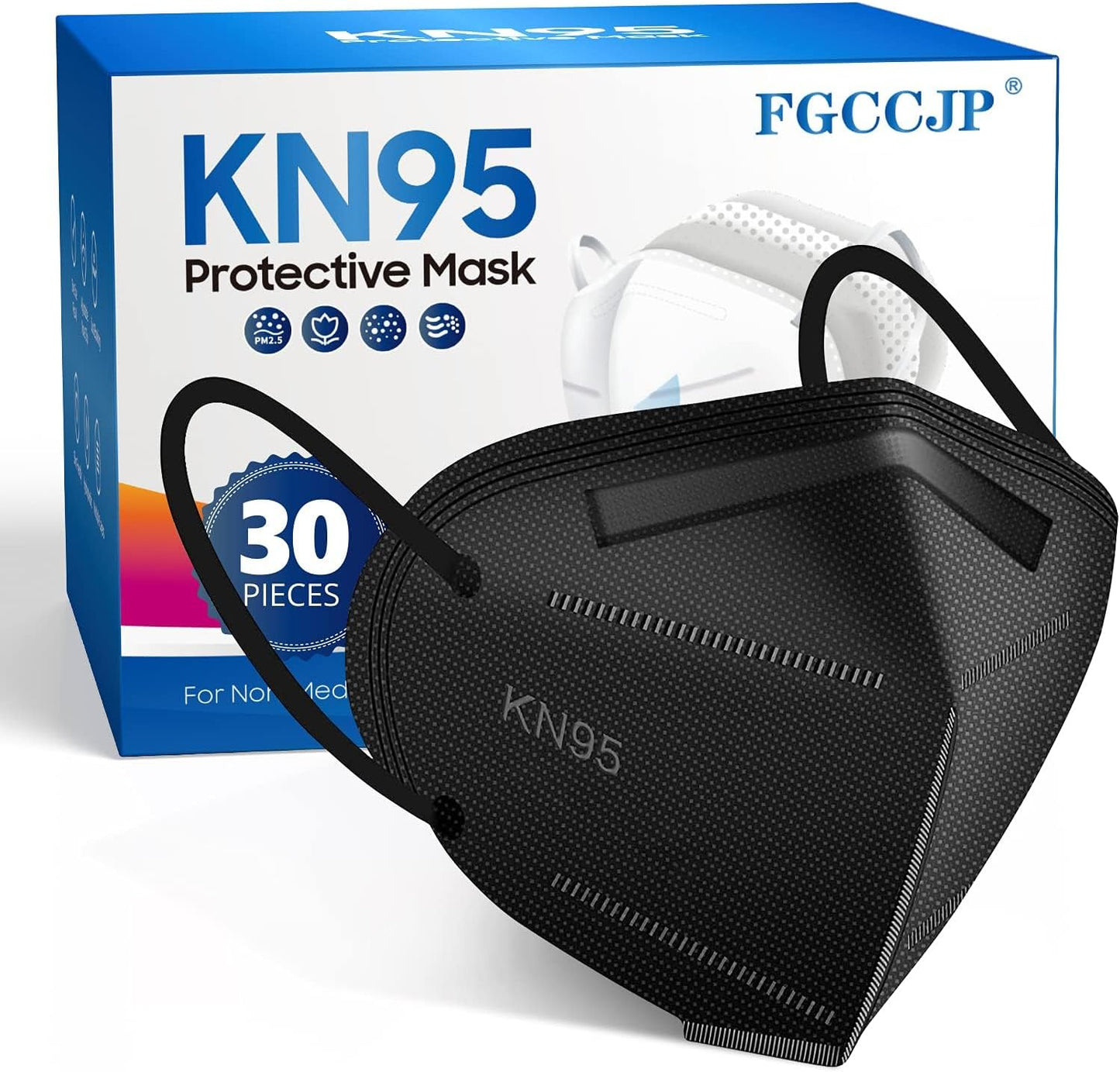 KN95 Face Mask 30pcs Disposable Face Masks Individual Packed Safety 5 Layers Breathable Cup Dust Masks Filtration>95%