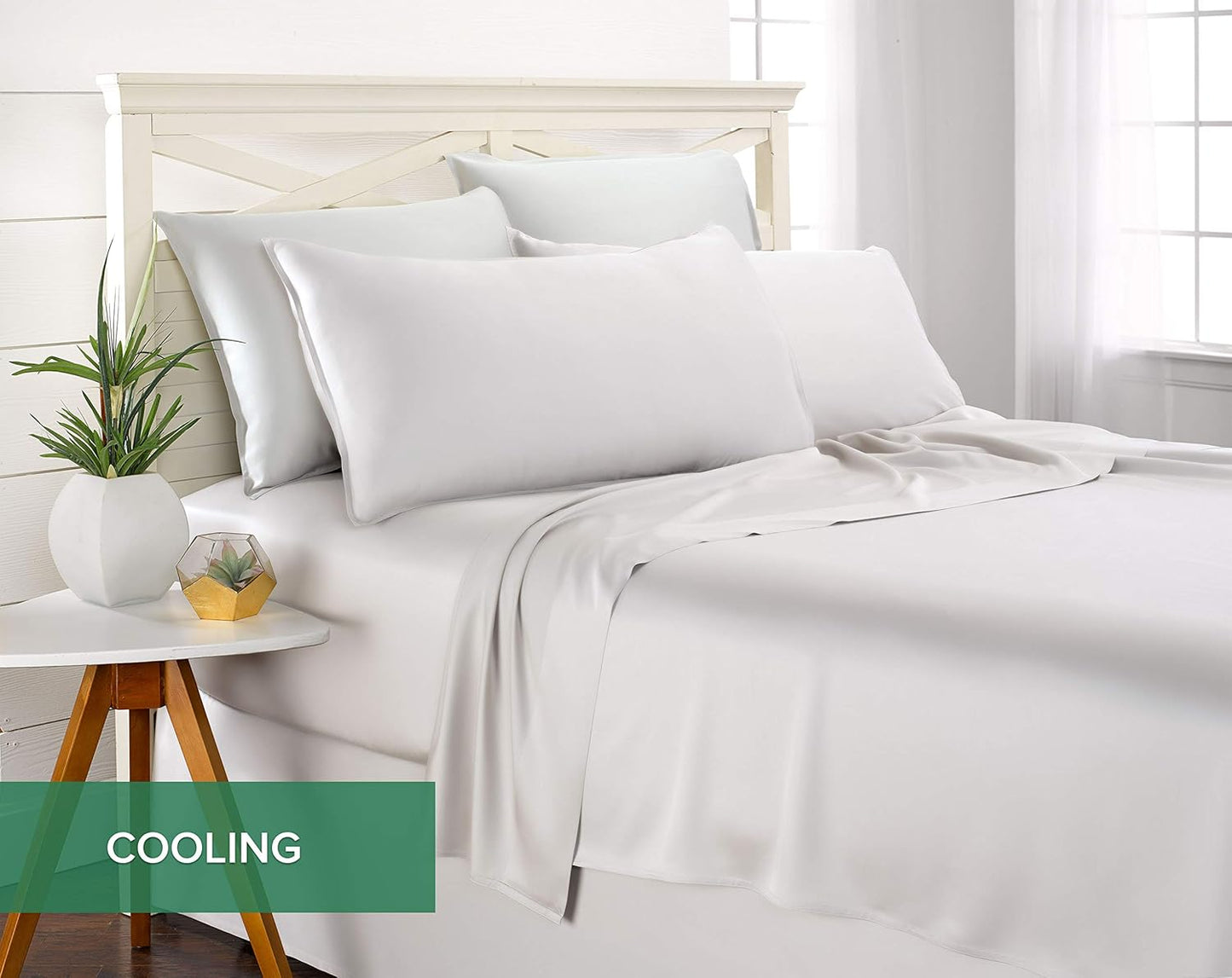 King Sheets by Pure Bamboo, Genuine 100% Organic Viscose Derived from Bamboo Bed Sheet Set, Luxuriously Soft & Cooling, Double Stitching, Lifetime Quality Promise (King, White)