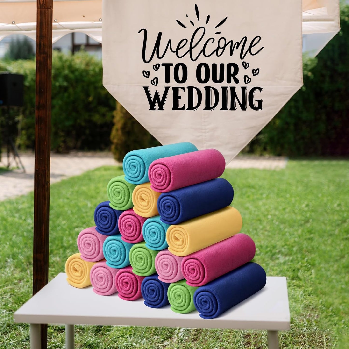 24 Packs Fleece Throw Blanket Soft Warm Lightweight Fleece Blanket Cozy Throw Bulk for Bed Couch Sofa Home Office Wedding Gifts Suitable for Seasons, 50 x 60 Inches(Fresh Color)